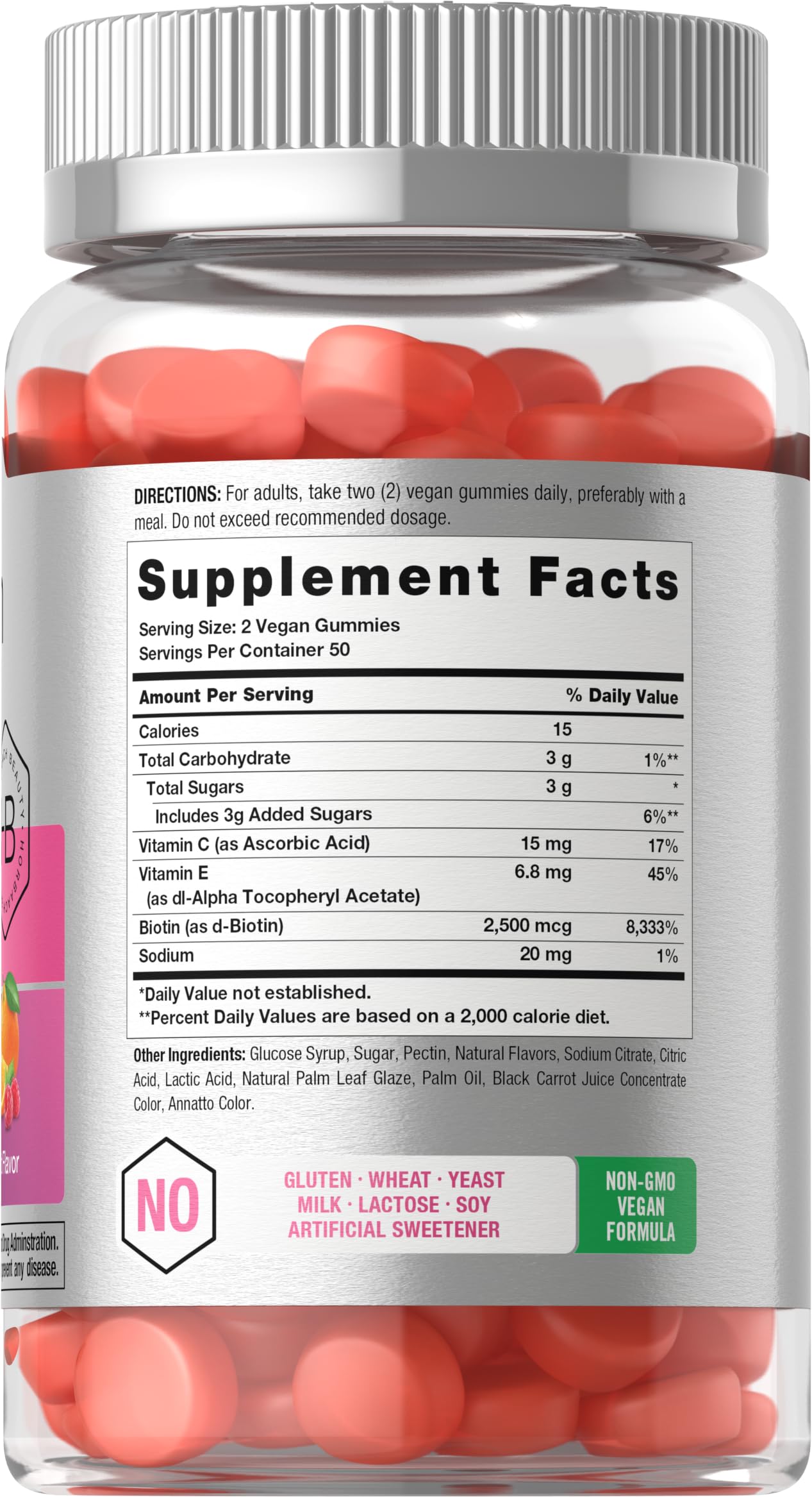 Horbäach Hair Skin & Nails Gummies with Biotin, 100 Count