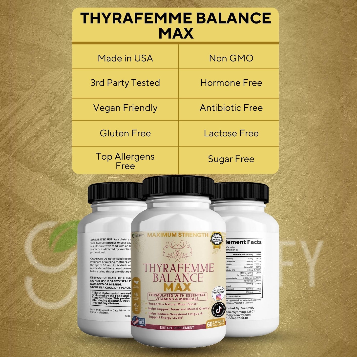 GREENVIFY Thyrafemme Balance Max Capsules, 60 Count