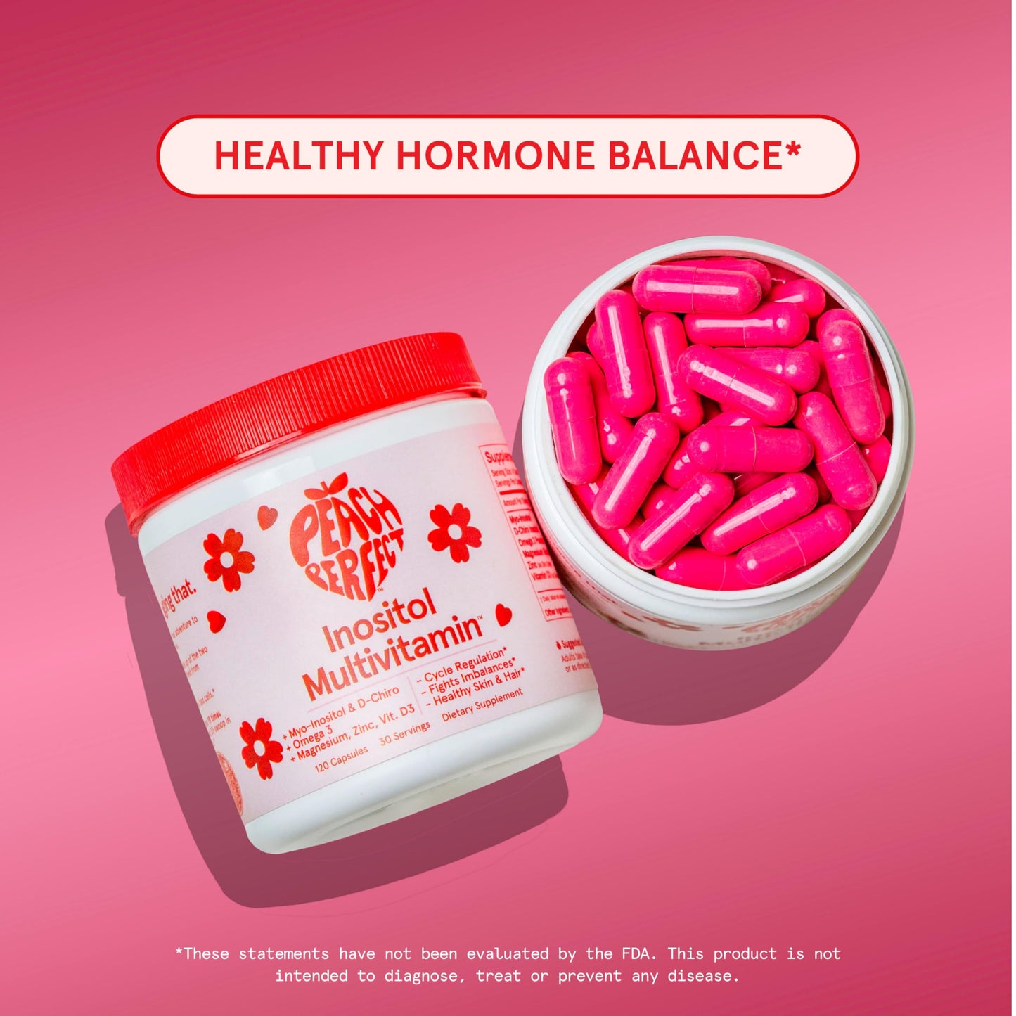 Peach Perfect Inositol Multivitamin – Myo-Inositol & D-Chiro 40:1 Blend, Omega-3, Vitamin D3, Magnesium, Zinc – Supports Women's Health, Mood, Energy, 180 Capsules