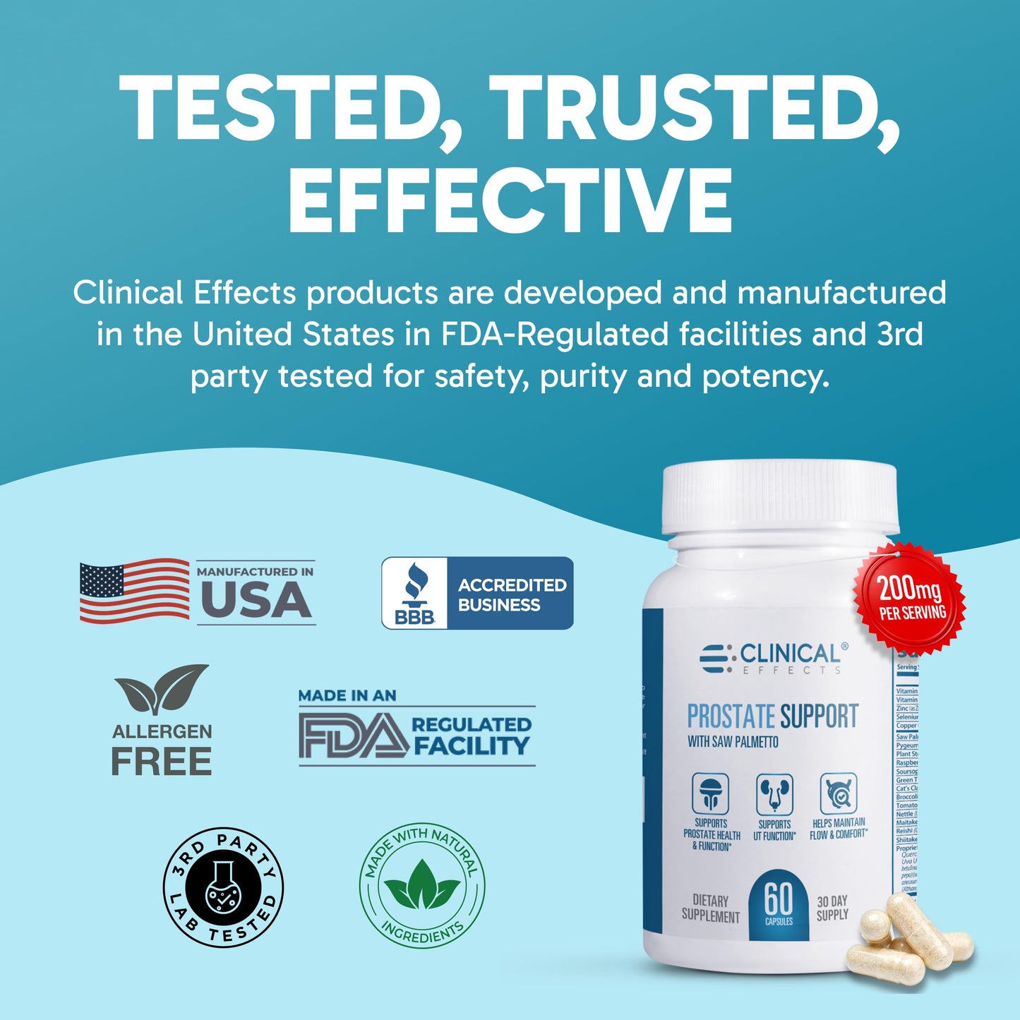 Clinical Effects Prostate Health Supplement - Prostate Support and Men's Health Formula 60 Capsules