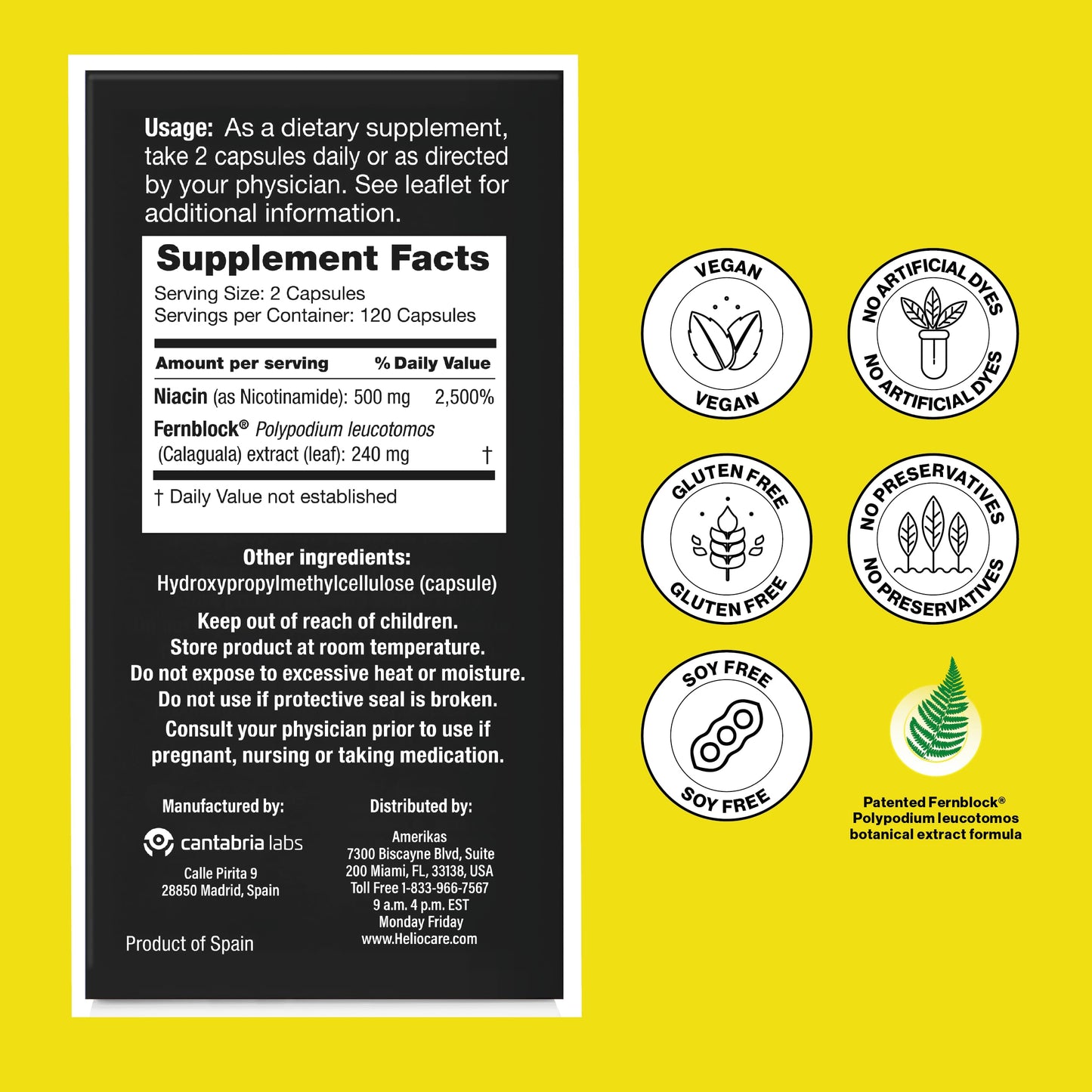 Heliocare Advanced with Nicotinamide Antioxidant Supplement Capsule, 120 Capsules