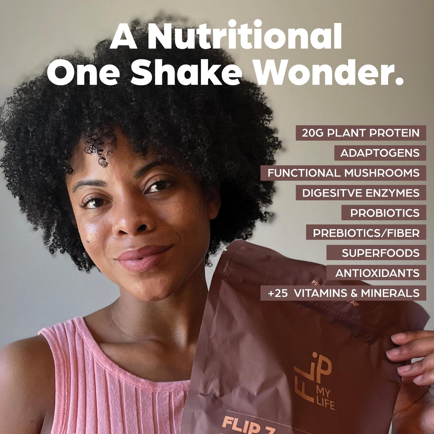 Flip My Life Flip 7 Natural SuperFood Plant-Based Protein Complete Meal Replacement to Support Healthy Gut - Chocolate Powder, 25.6 Ounces