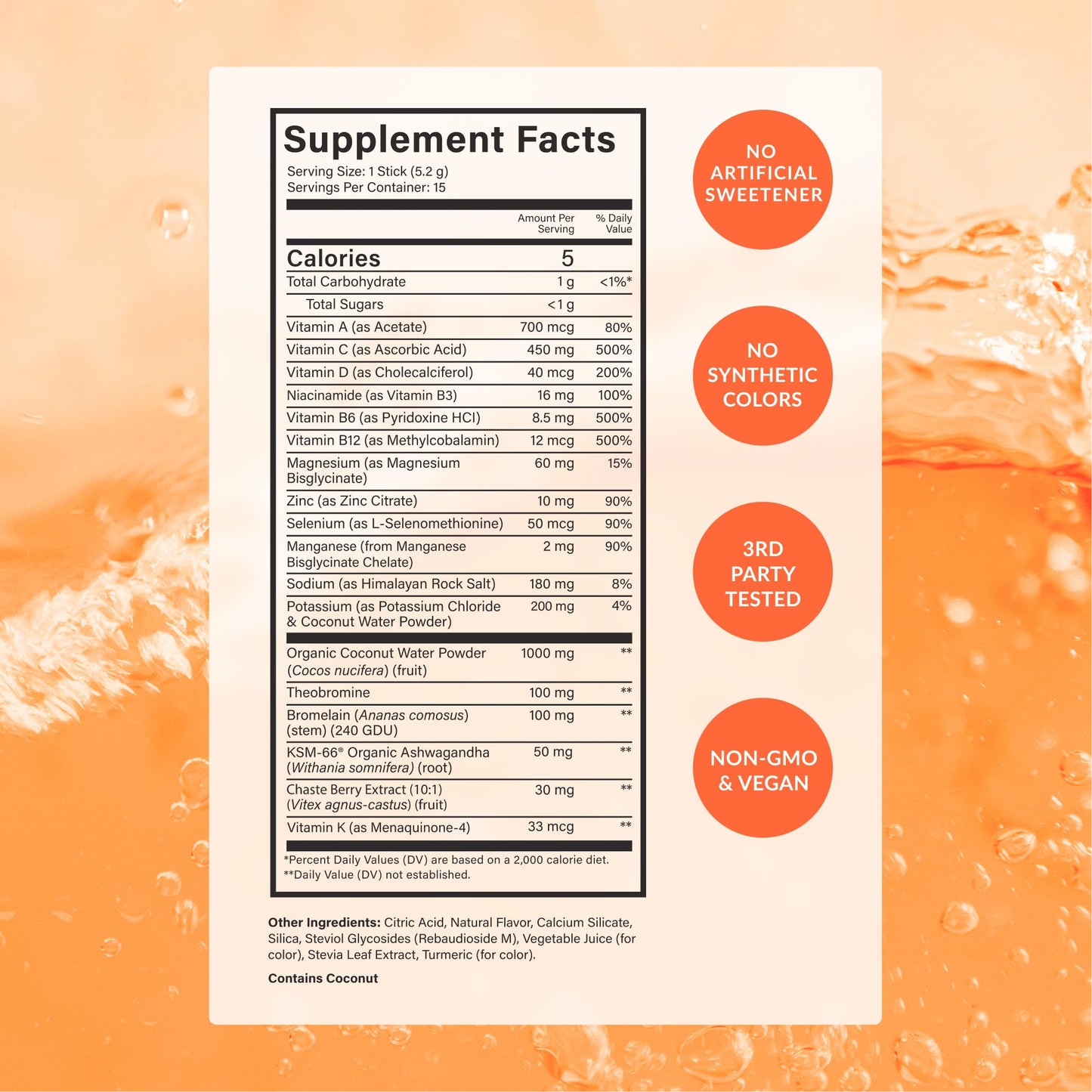 BEAM Glow Hormone Support & Cortisol Supplement for Women Peach Mango Powder, 15 Servings