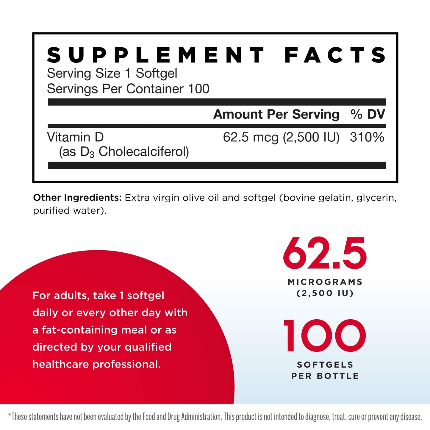 Jarrow Formulas Vitamin D3 2500 IU Softgels 200 Count