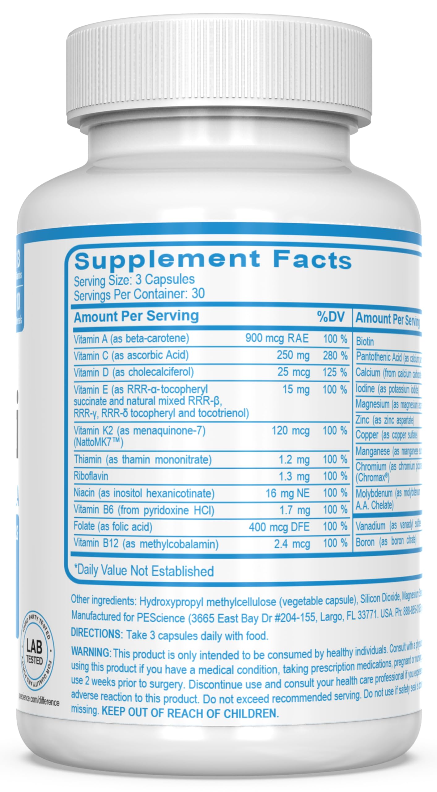 PEScience TruMulti Multivitamin for Men Capsules 90 Count