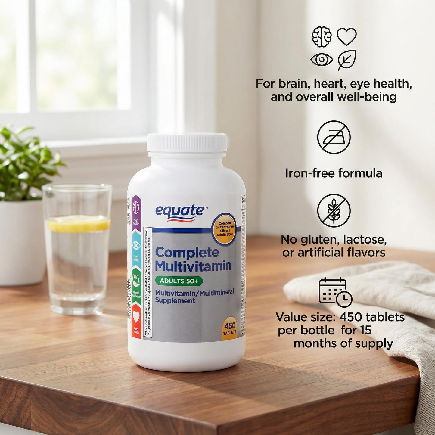 Generic Men Multivitamin 50+ Tablets with Lutein & Lycopene, Iron-Free, 450 Count