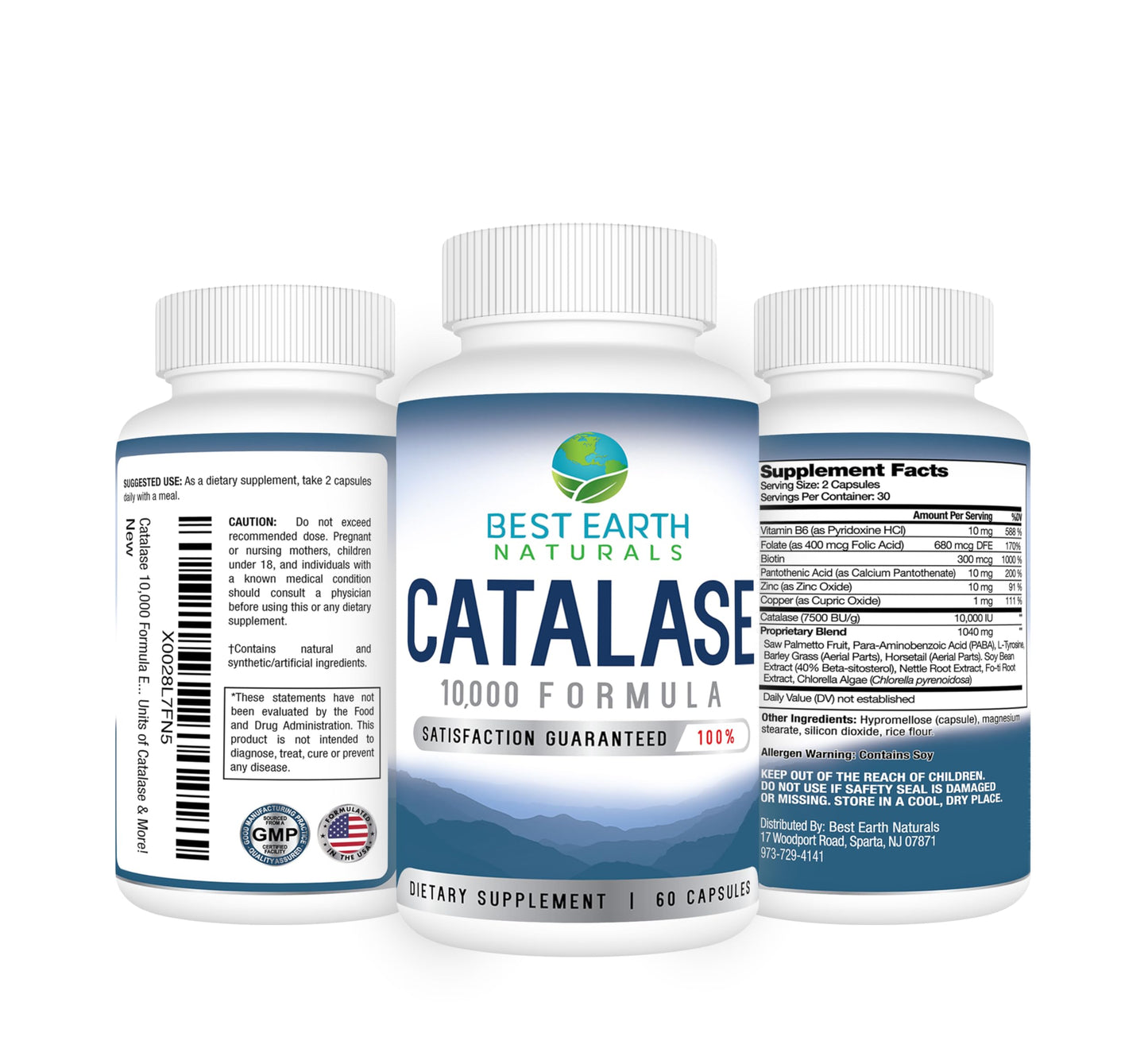 Best Earth Naturals Catalase Supplement 10,000 with Saw Palmetto, Biotin, Fo-Ti, PABA - Hair Supplements for Strong Hair, 60 Capsules