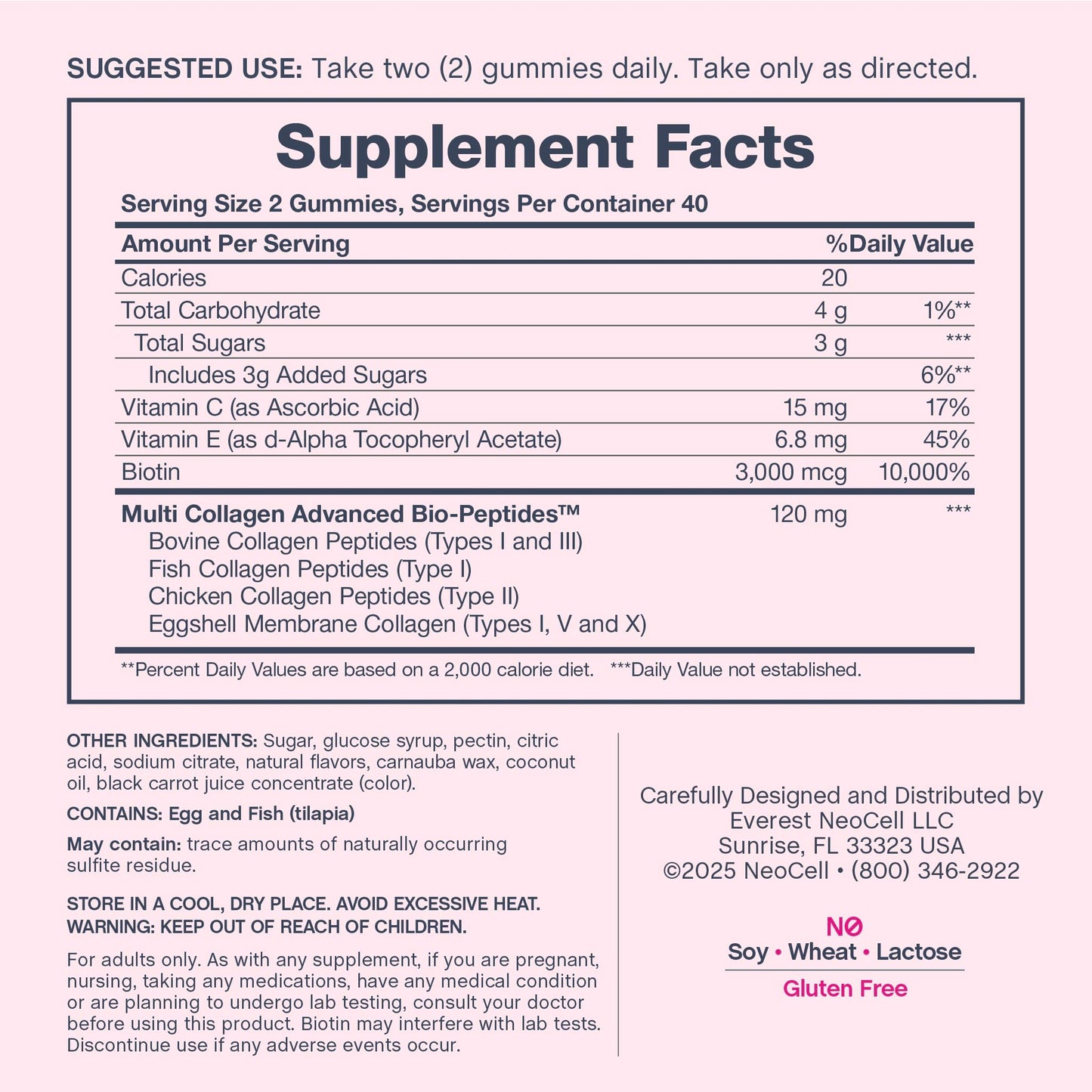 NeoCell Hair Skin and Nails Gummies, 80 Count