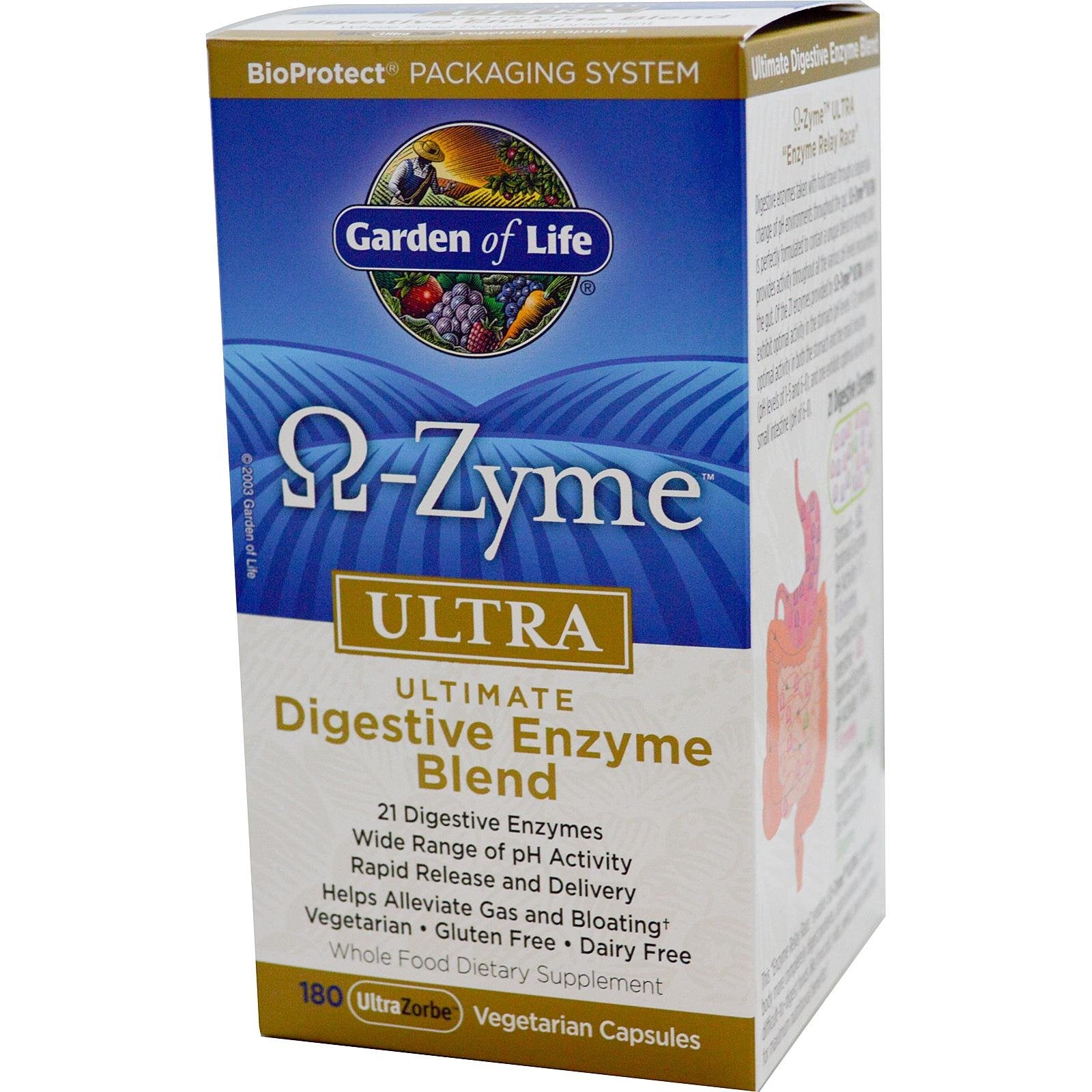 Garden of Life O-Zyme Ultra Ultimate Digestive Enzyme Blend 180 Veggie Caps