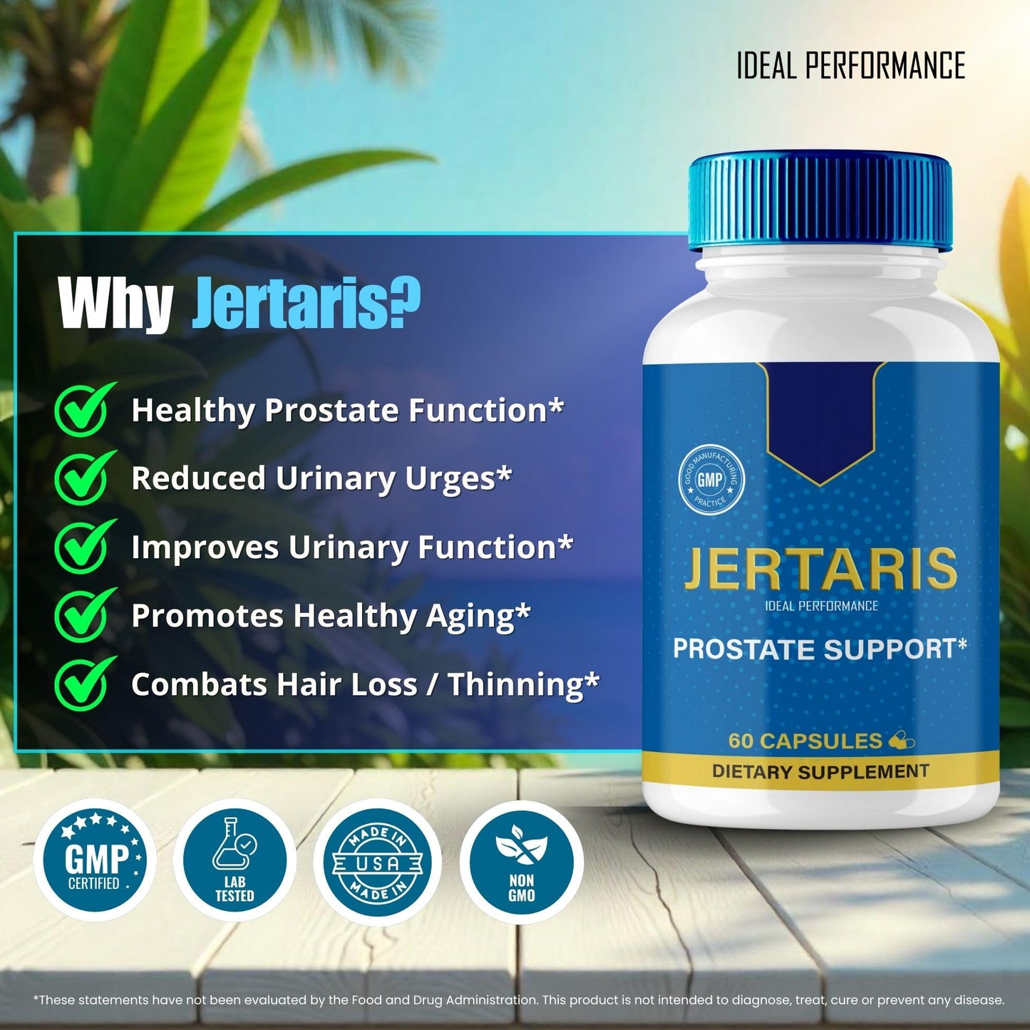 IDEAL PERFORMANCE Jertaris Prostate Health Supplement Capsules 120
