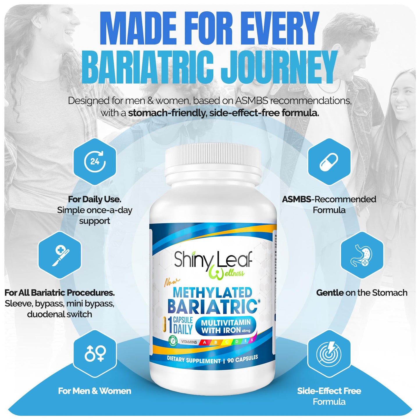 Shiny Leaf Bariatric Multivitamin with Iron 45 mg, Once Daily, 360 Capsules