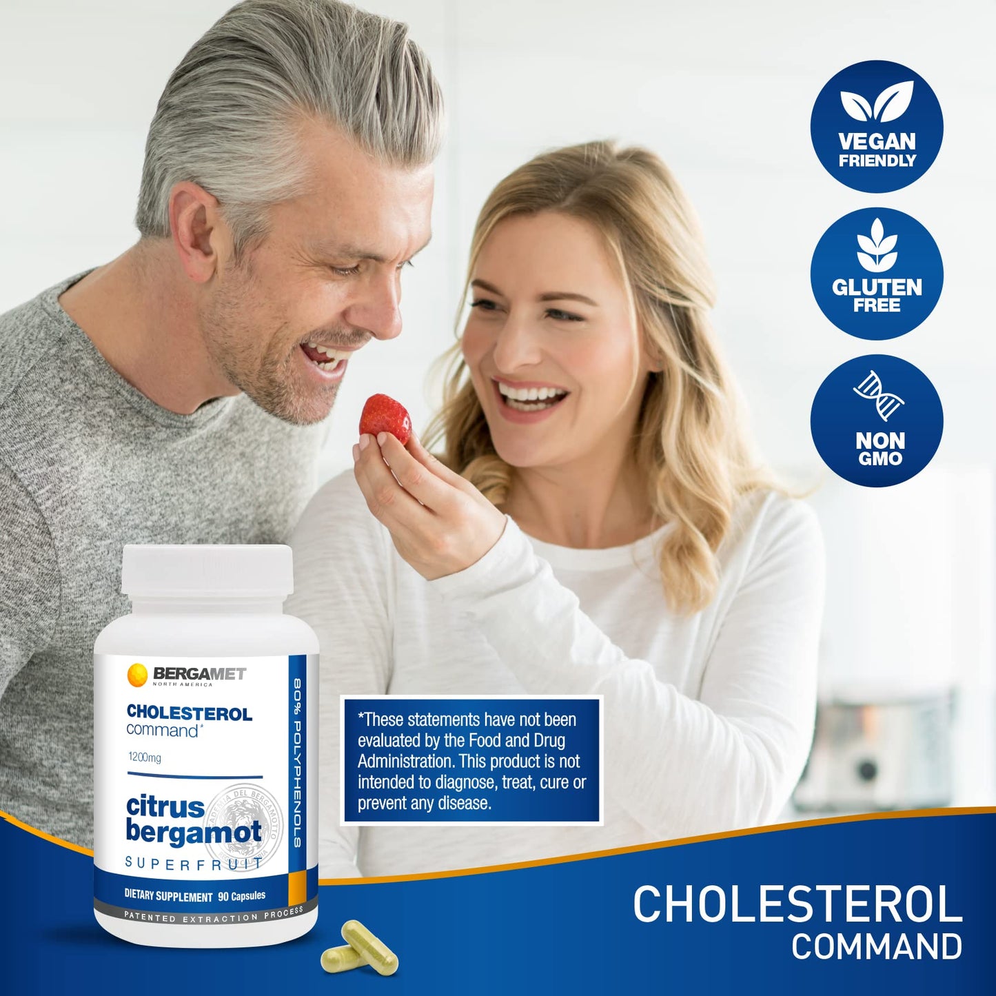 BergaMet Cholesterol Command Citrus Bergamot SuperFruit Supplement 47% Bergamot Polyphenol Fraction (BPF) Patented Formula 180 Capsules