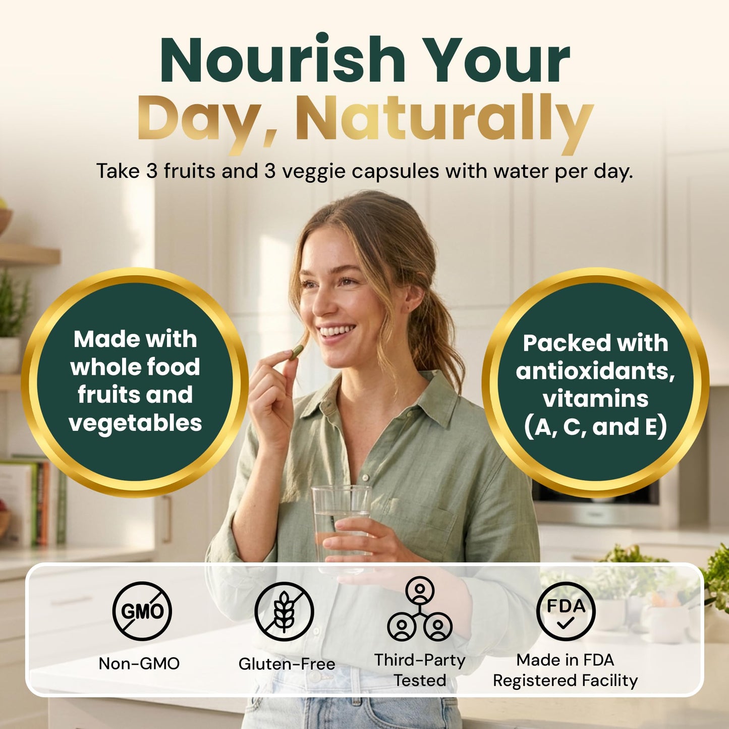 MPRAYAN Fruits and Veggies Supplement for Daily Wellness Capsules, 180 Capsules