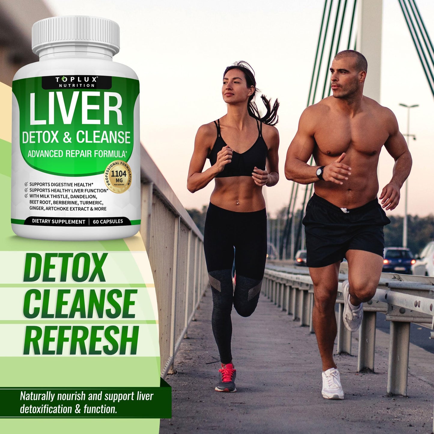 Toplux Liver Cleanse Detox & Repair Formula Liver Detox Supplement – Milk Thistle with Dandelion, Artichoke, Turmeric, Beet Root, Turmeric & More for Natural Fast Herbal Cleansing Non-GMO Vegan 60 Capsules