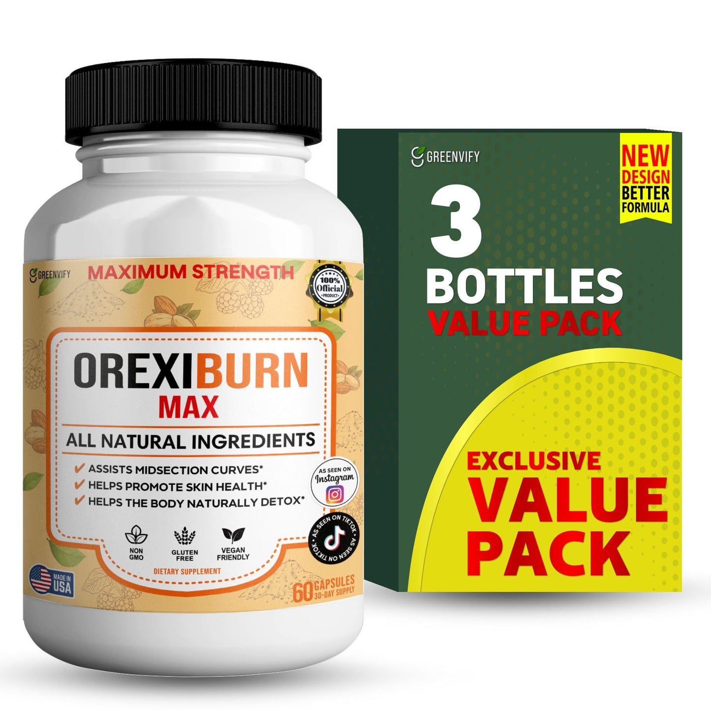 GREENVIFY Orexiburn Max Maximum Strength Supplement Capsules, 60