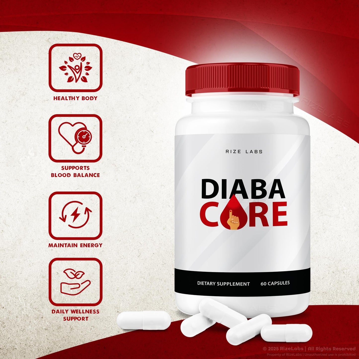 Rize Labs Diabacore Dietary Supplement 300 Capsules