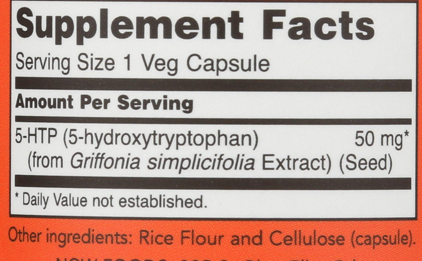 NOW Foods 5-HTP 50 mg Capsules, 60 Capsules