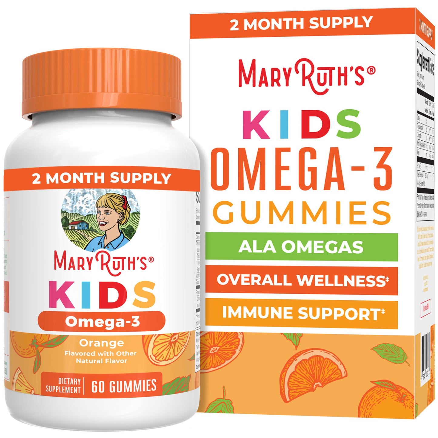 MARYRUTH'S Vegan Omega 3 Gummies for Kids Gummy, 60 Count