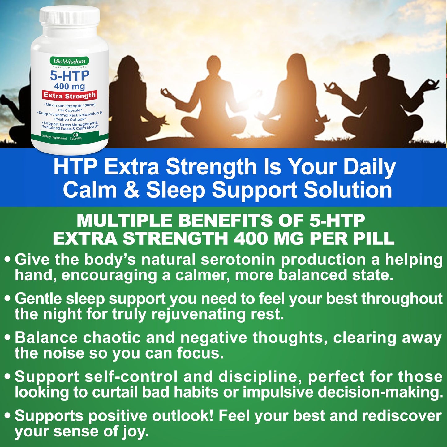 BioWisdom Nutraceuticals 5-HTP 400mg Capsule, 60 Count