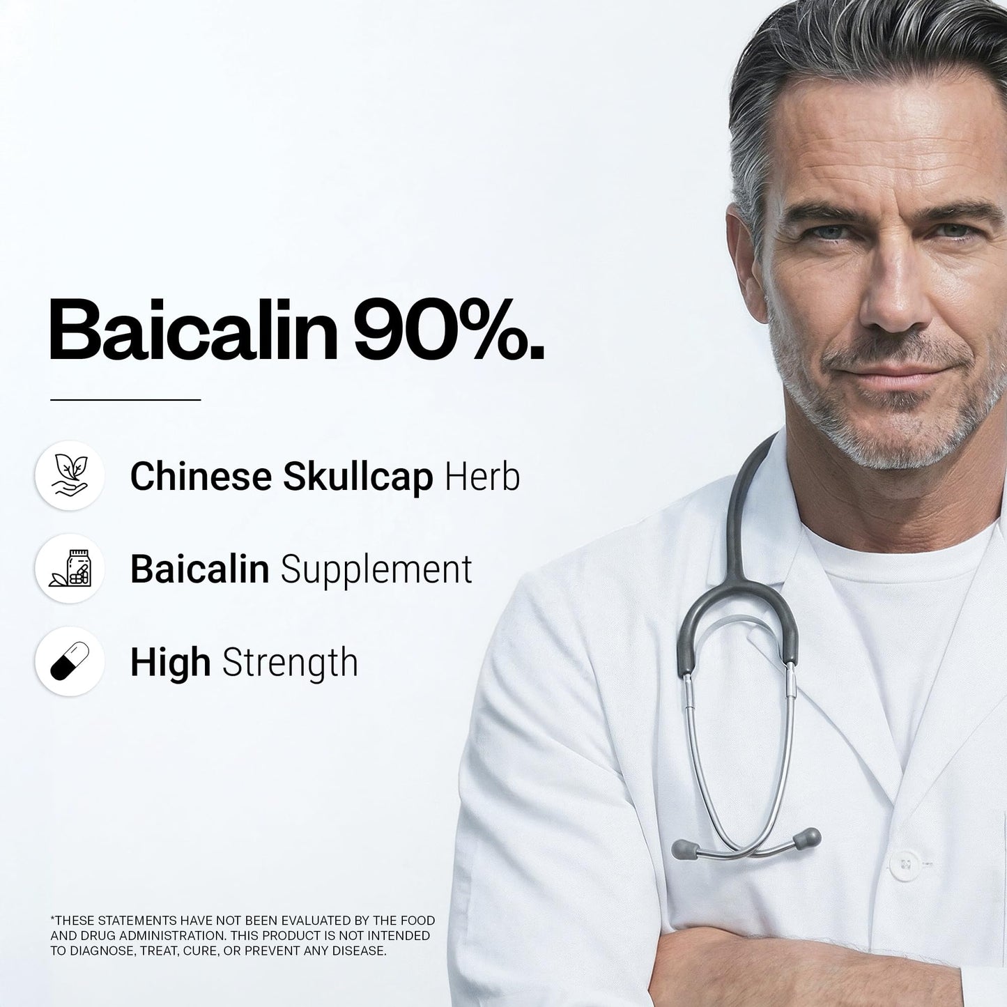 Supersmart Baicalin 90% 500mg (Scutellaria Baicalensis) Chinese Skullcap Capsule 60 Count