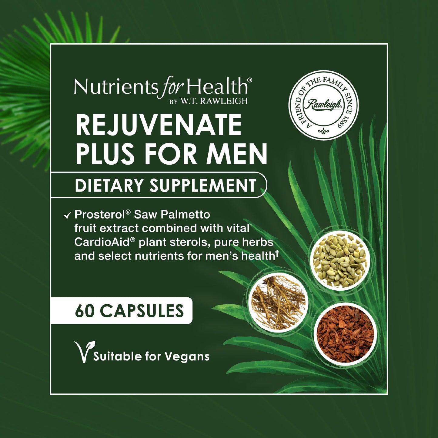 Nutrients for Health Saw Palmetto Prostate Supplement for Men – Clinically Dosed Beta-Sitosterol, Pygeum, Pumpkin Seed, Zinc, 120 Capsules