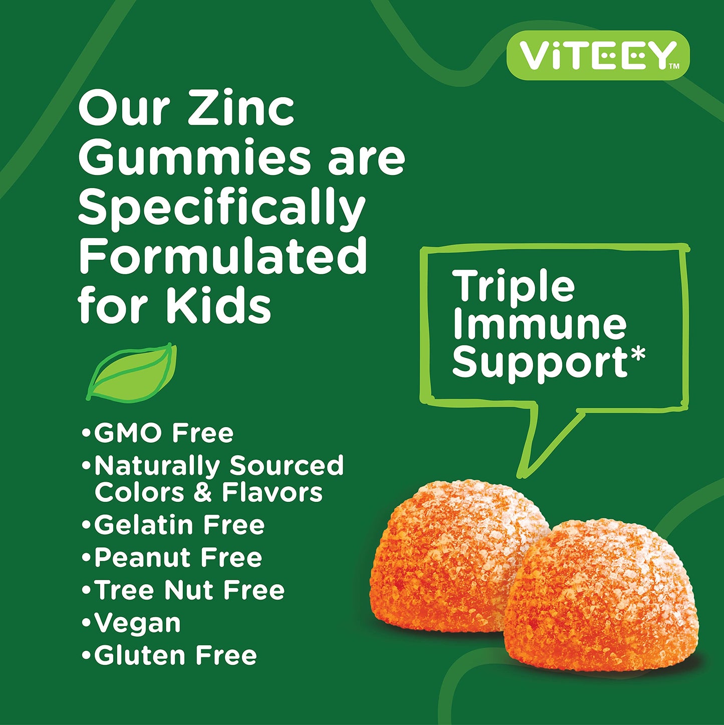 Viteey Zinc for Kids 10mg with Vitamin C & Echinacea 120 Gummies