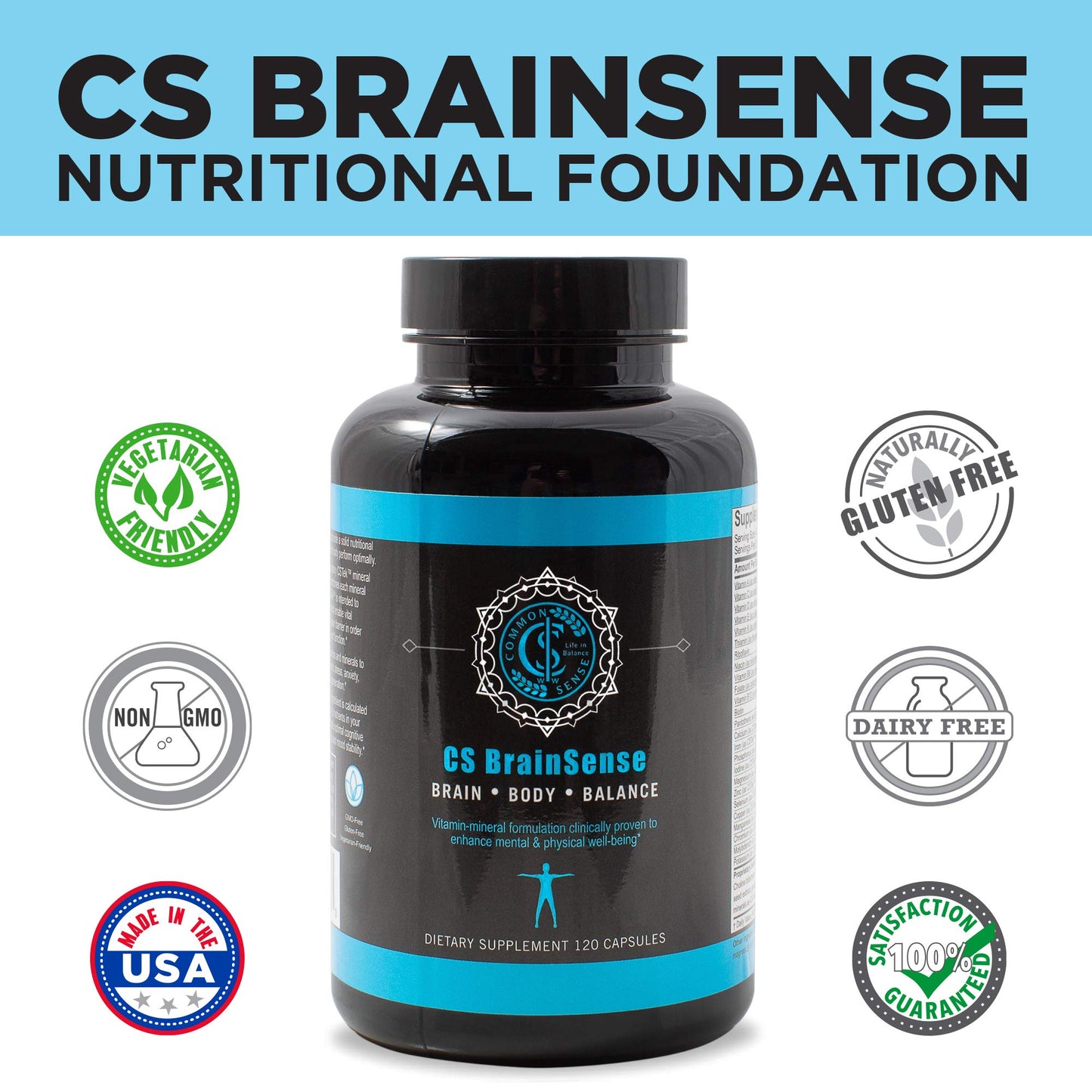 Common Sense Wellness Worldwide BrainSense Mood Stabilizer & Brain Supplement Capsule, 120 Capsules
