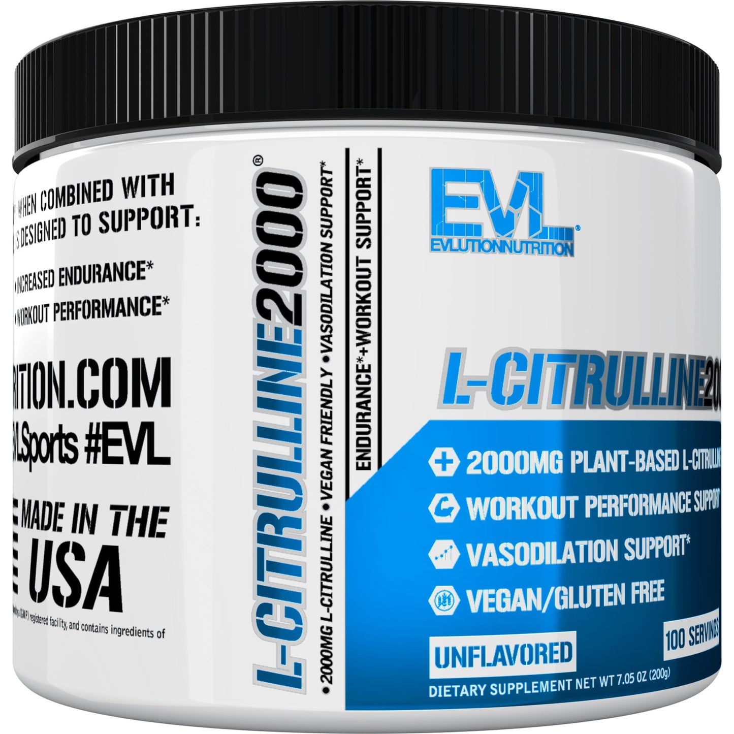 Evlution L-Citrulline2000 Nitric Oxide Pre Workout Powder, 7.05 Ounce