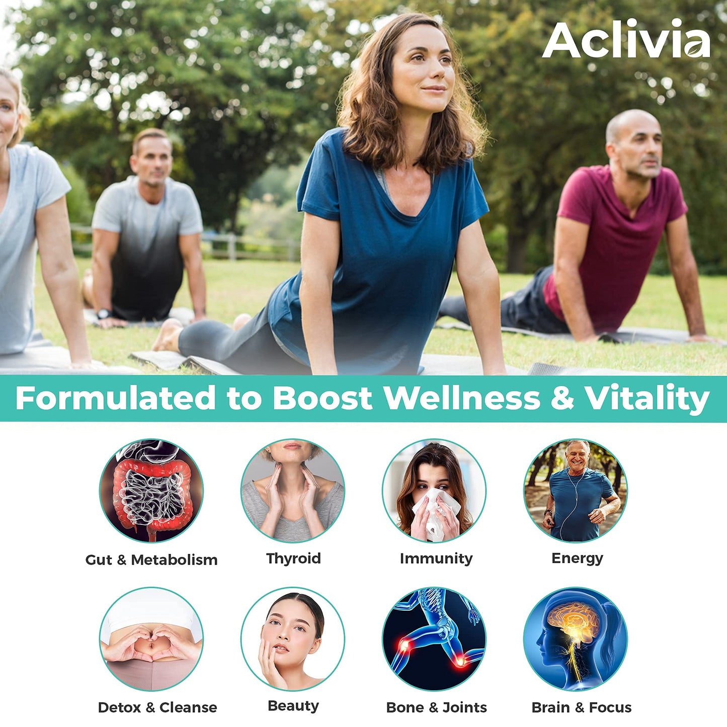 Aclivia Organic Irish Sea Moss Capsules with Bladderwrack & Burdock Root, 102 Minerals Sea Moss Supplement, Thyroid Support, Immune Boost, Non-GMO, 60 Capsules