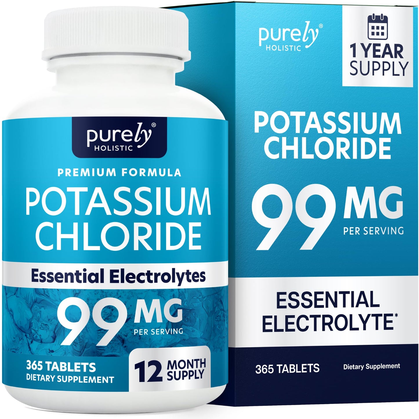 Purely Holistic Potassium Chloride Supplement Tablets 365