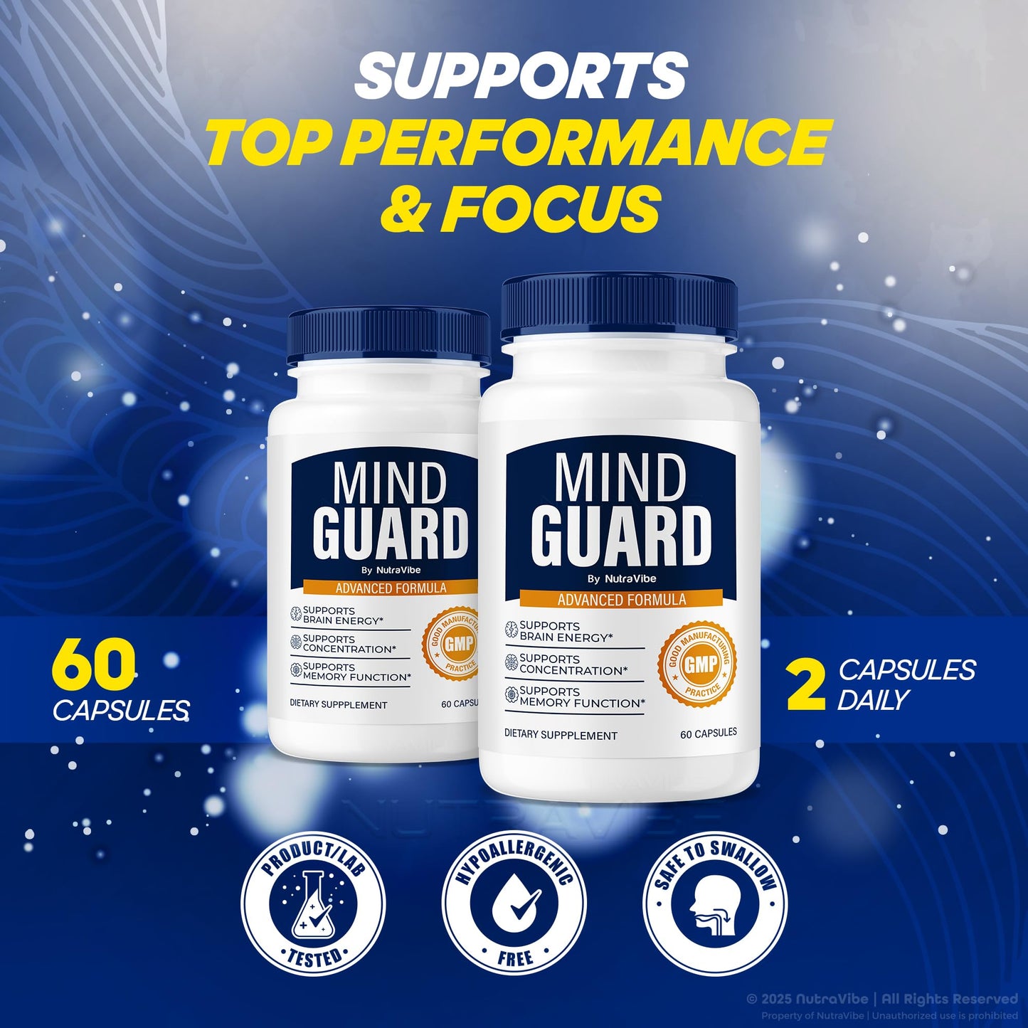 NutraVibe Mind Guard Daily Focus & Memory Support Capsules 120