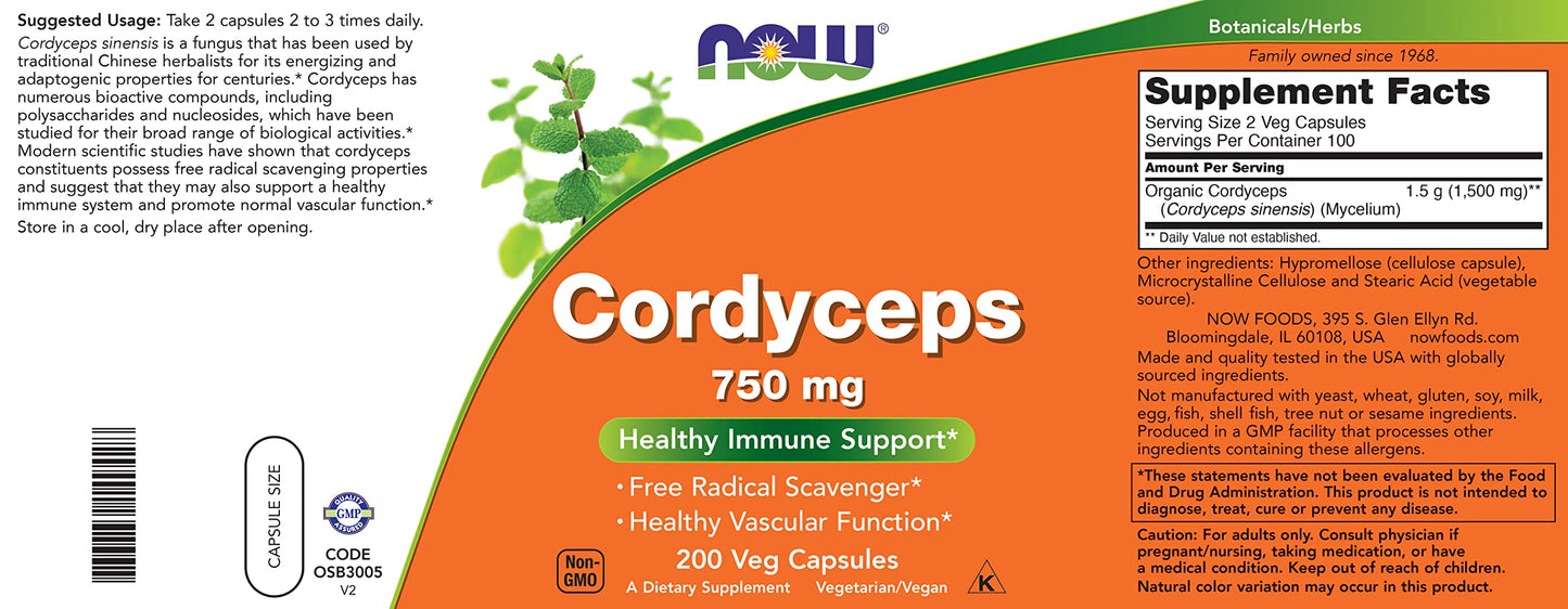 NOW Foods Cordyceps Capsules 2-Pack