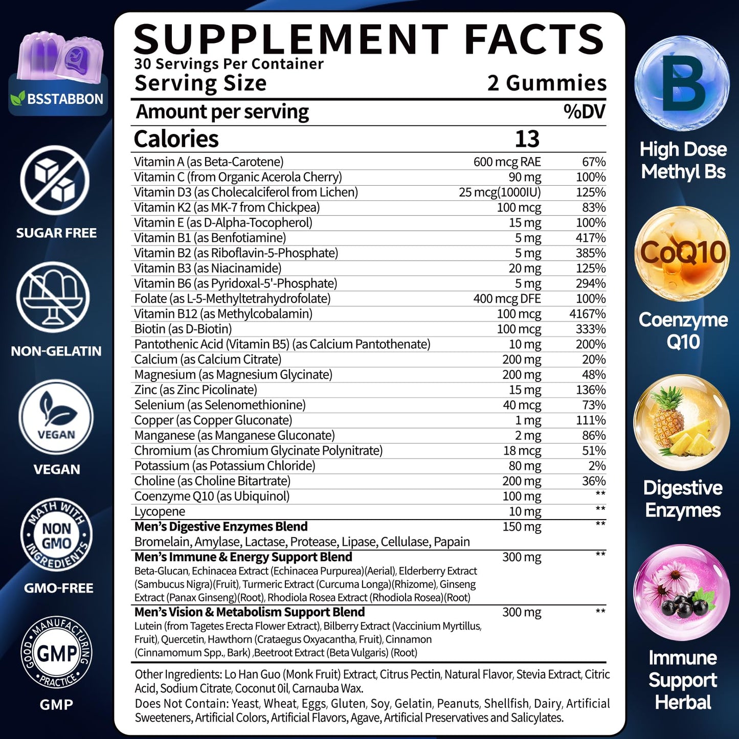 BSSTABBON Multivitamin Gummies for Men, 120 Gummies
