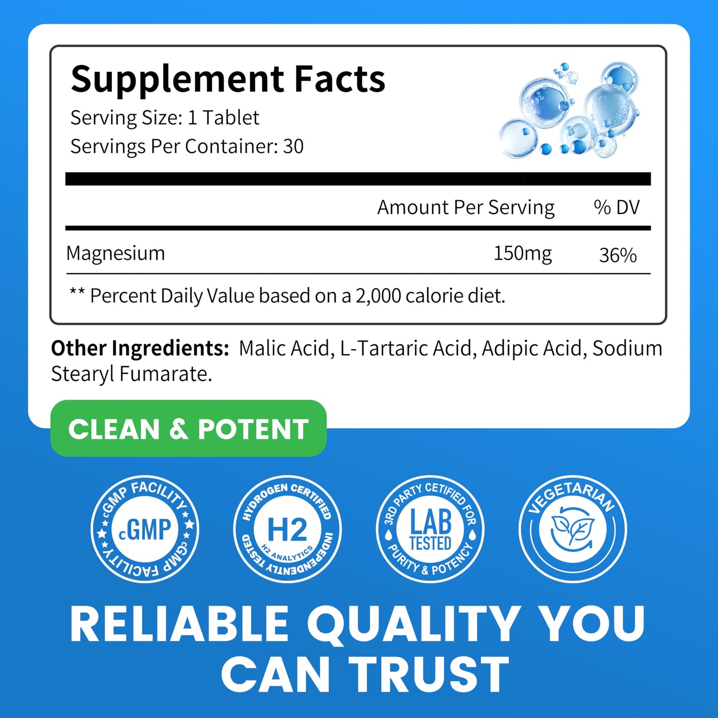 Vitarevive Molecular H2 Hydrogen Water Tablets 30 Tablets
