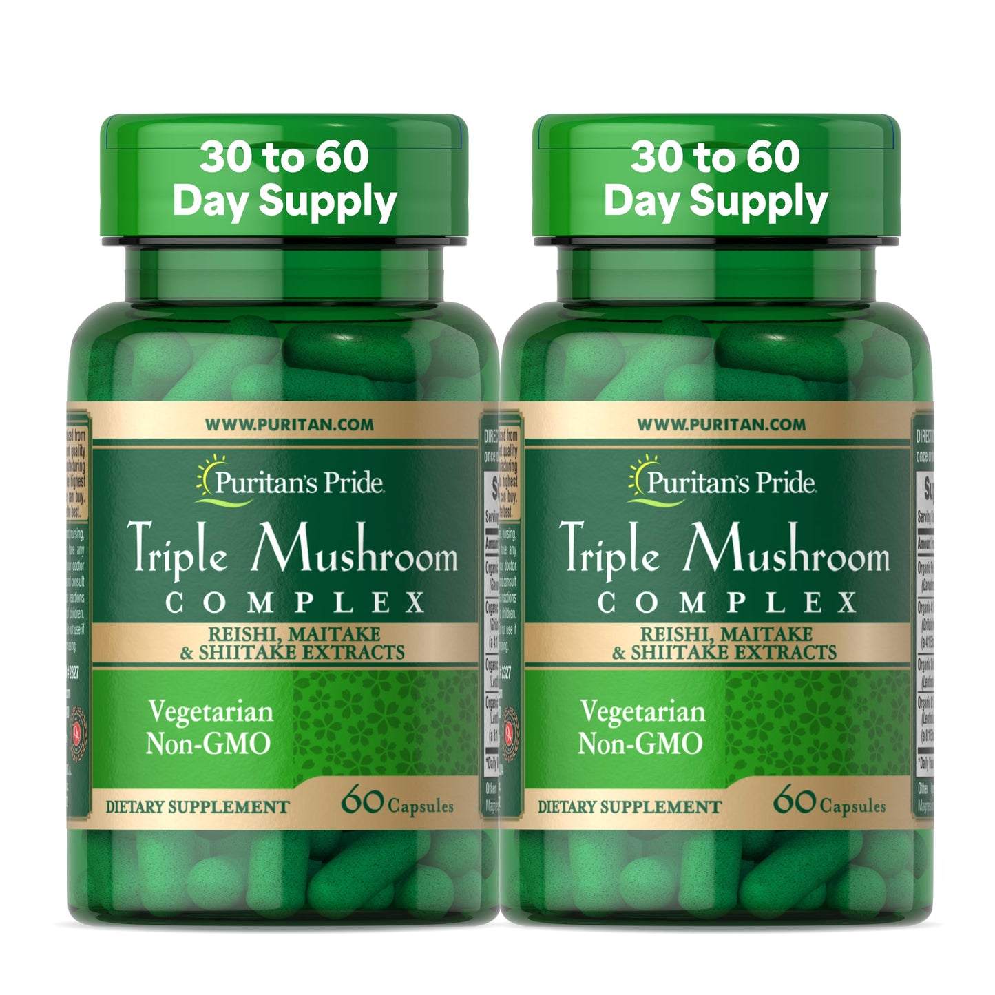 Puritan's Pride Triple Mushroom Complex, Reishi, Maitake & Shiitake Extracts Capsules 60
