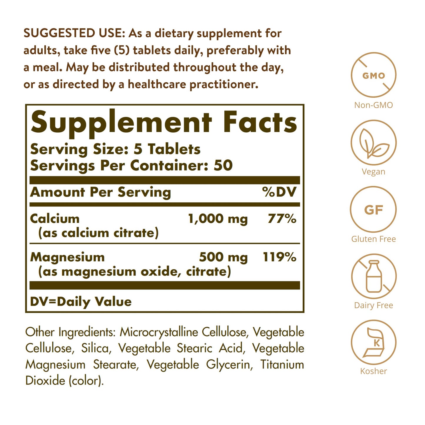 Solgar Calcium Magnesium Citrate Tablets, 250 Count