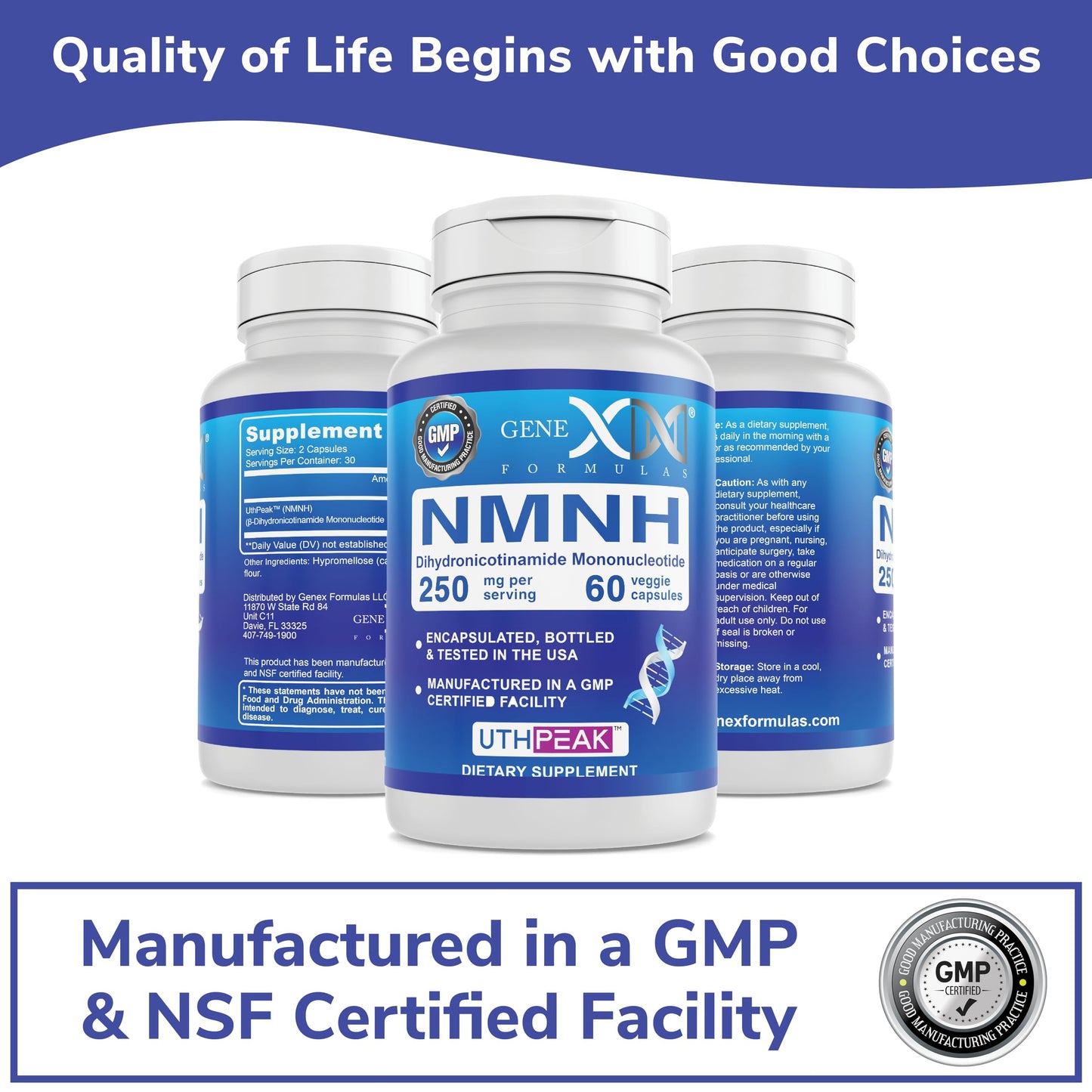 Genex Formulas NMNH 250mg NAD+ Precursor Capsules 60 Count