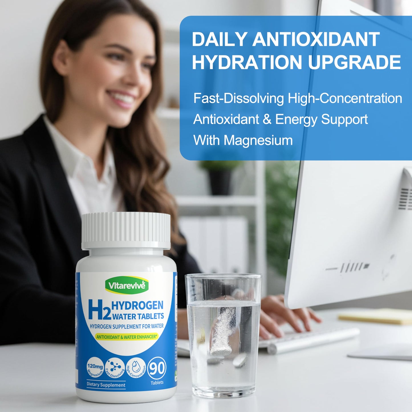 Vitarevive Hydrogen Water Tablets 12PPM H2 Molecular Hydrogen, 180 Tablets