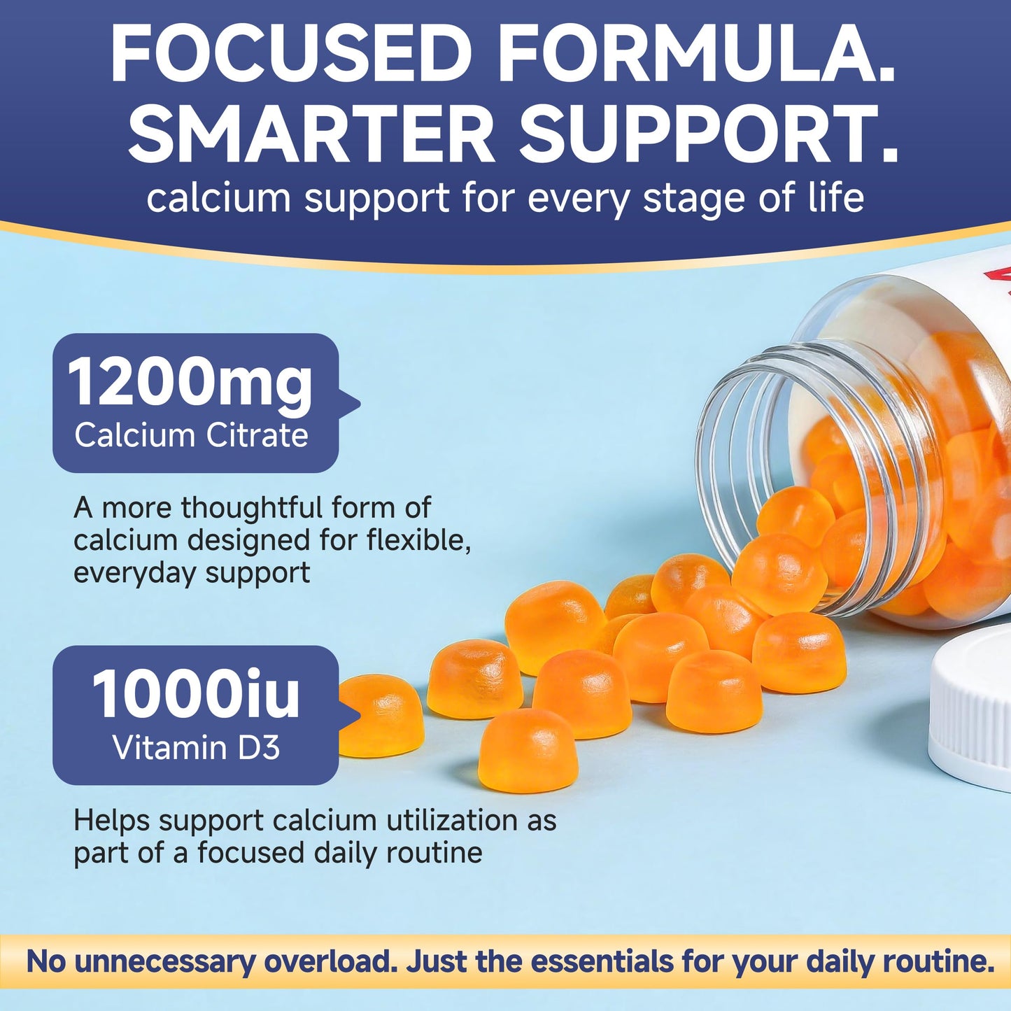 PureBalm Calcium Citrate 1200mg with Vitamin D3 Gummies, 120 Gummies