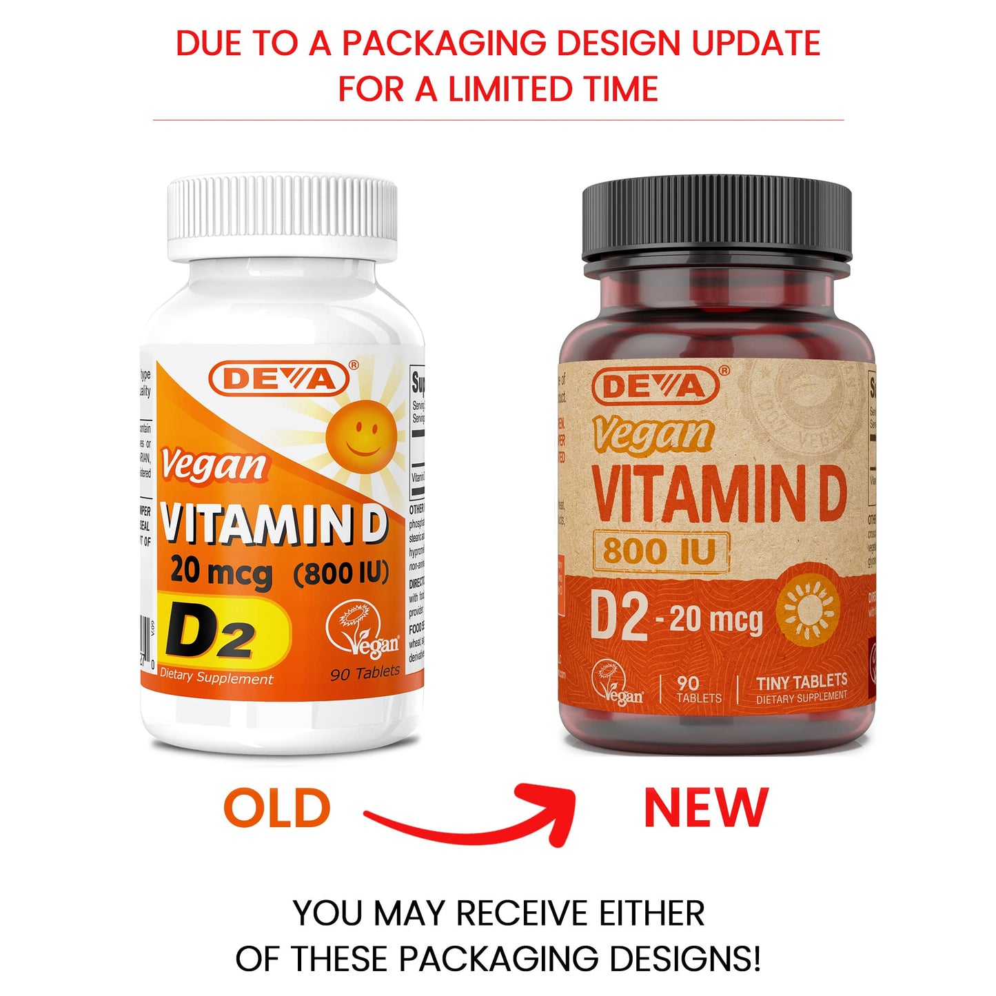 DEVA Vegan Vitamin D2 800 IU Ergocalciferol Supplement, 90 Tablets