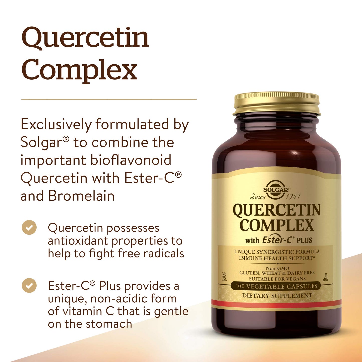 Solgar Quercetin Complex with Ester-C Plus Capsules, 100 Capsules