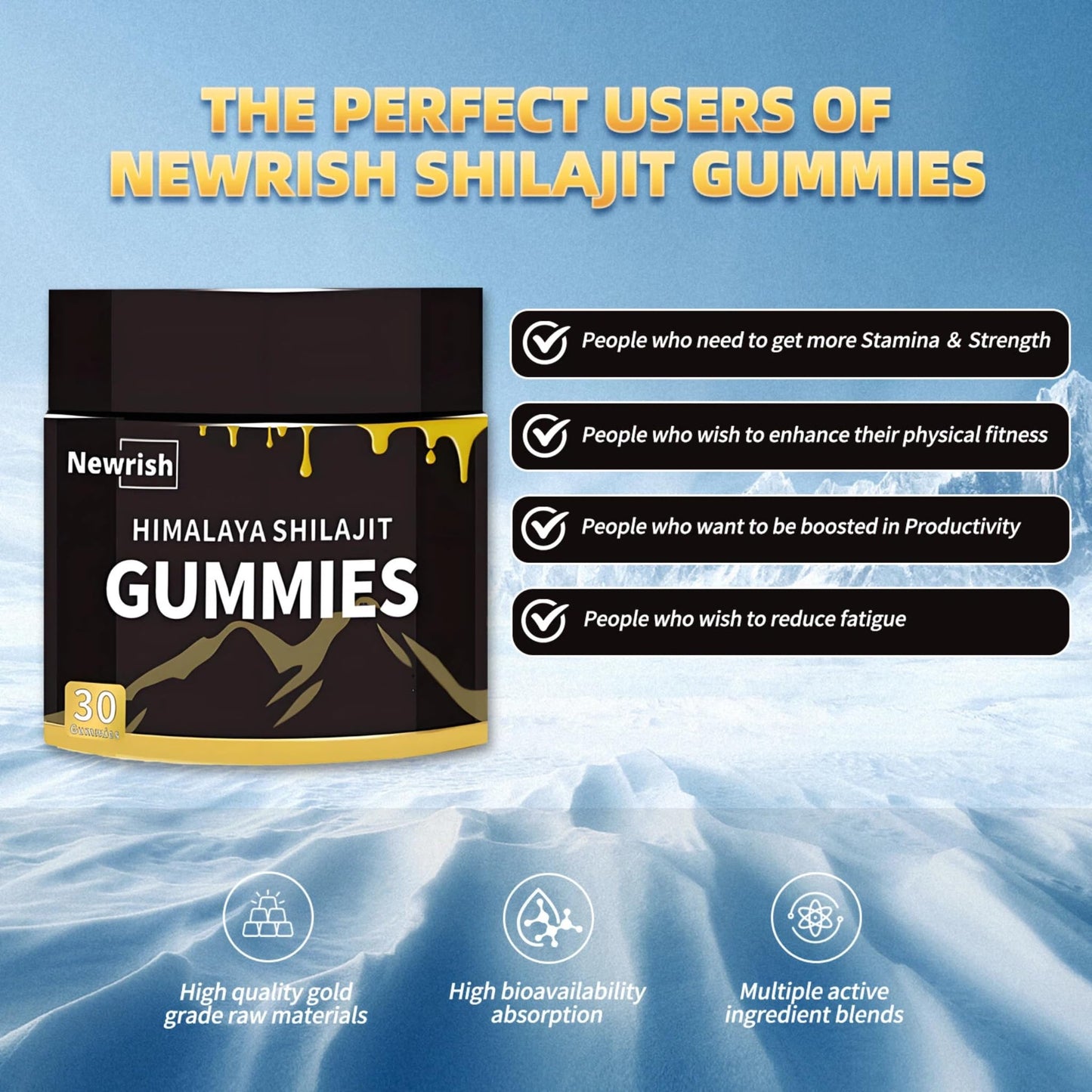Newrish Shilajit Gummies, 30 Count