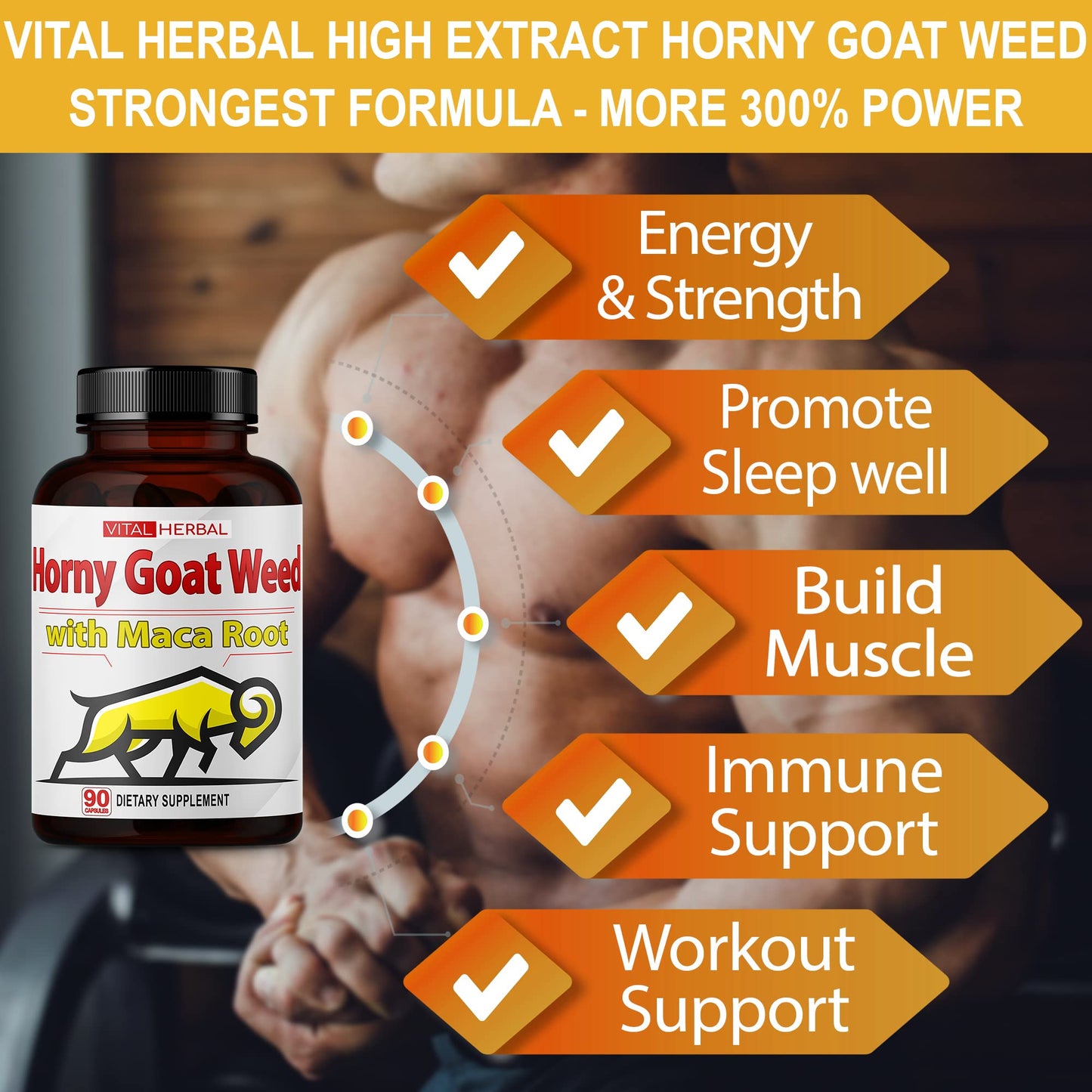 Vital Herbal Horny Goat Weed Capsules 90 Capsules