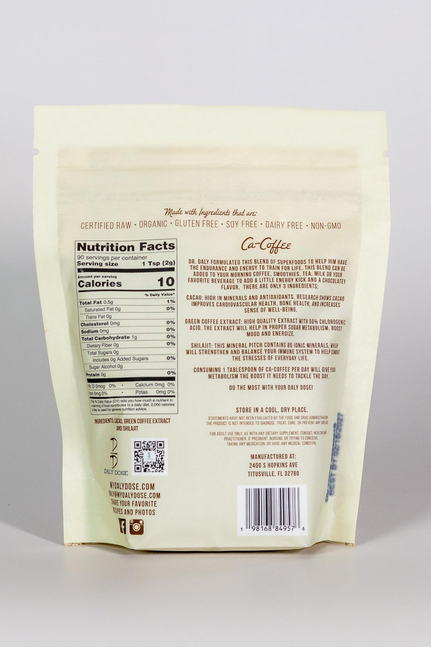Daly Dose Ca-Coffee Powder 6.35 Ounce