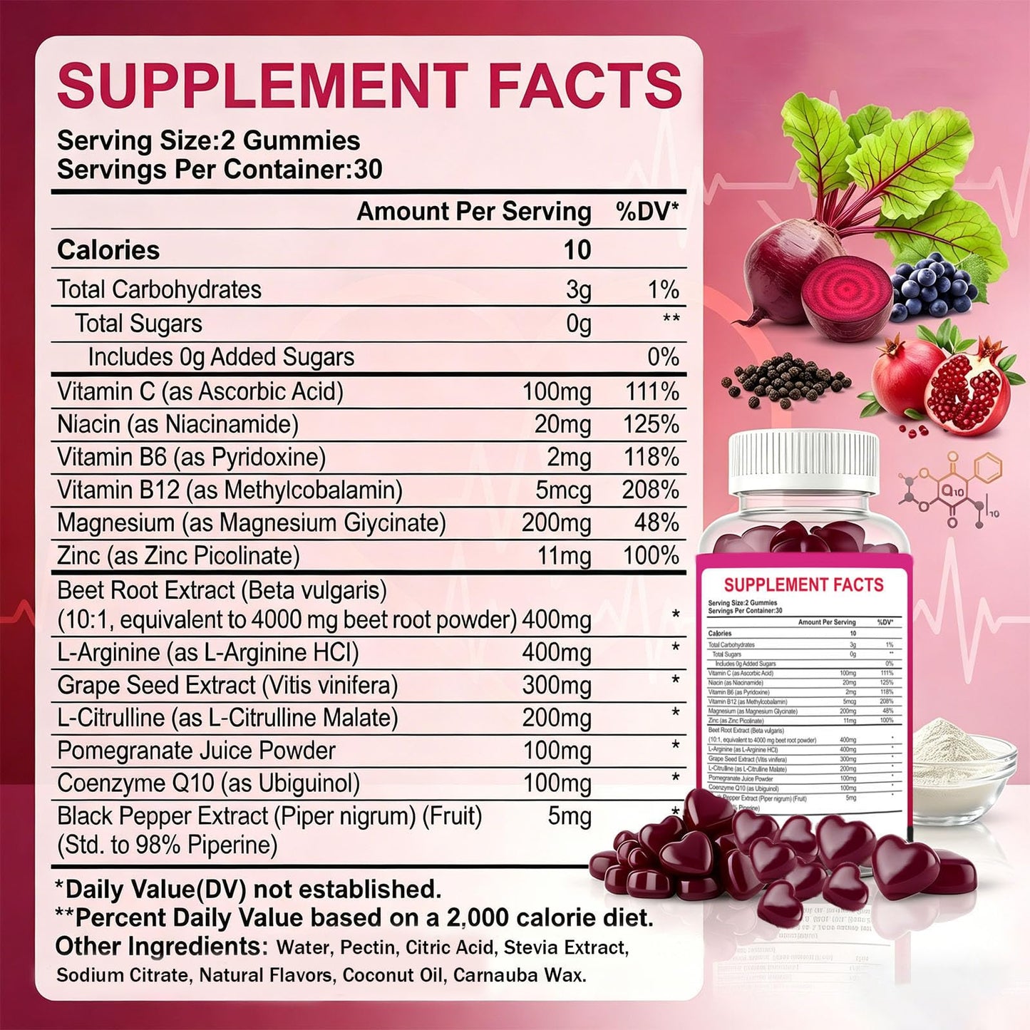 YZQ WAIDE Beet Root Gummies 60 Count