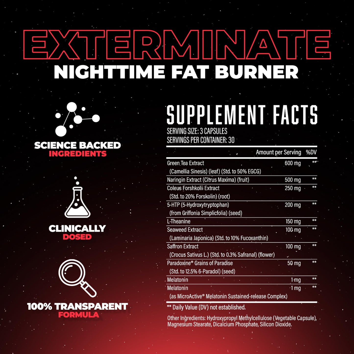 Huge Supplements Exterminate Night Time Fat Burner & Sleep Support 90 Capsules