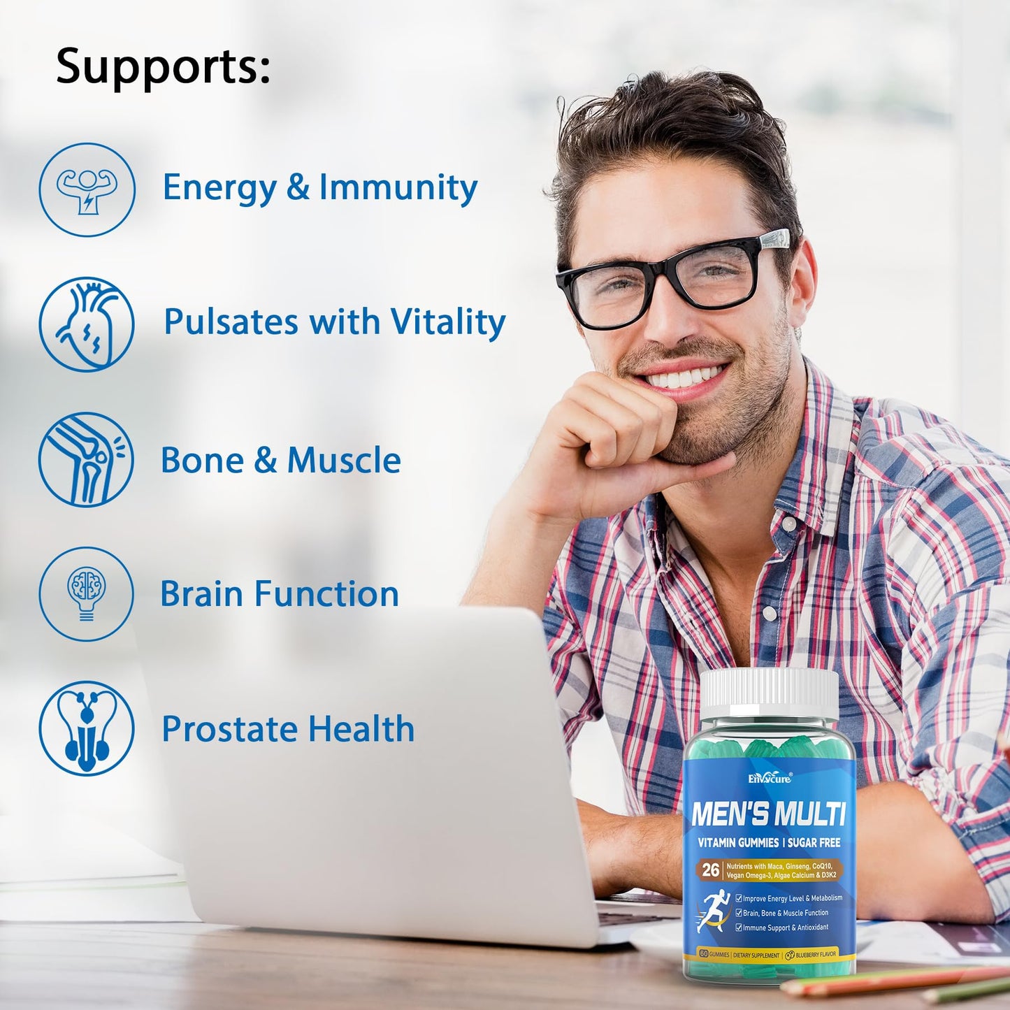 EnvyCure Methylated Multivitamin for Men Gummies, 120 Count