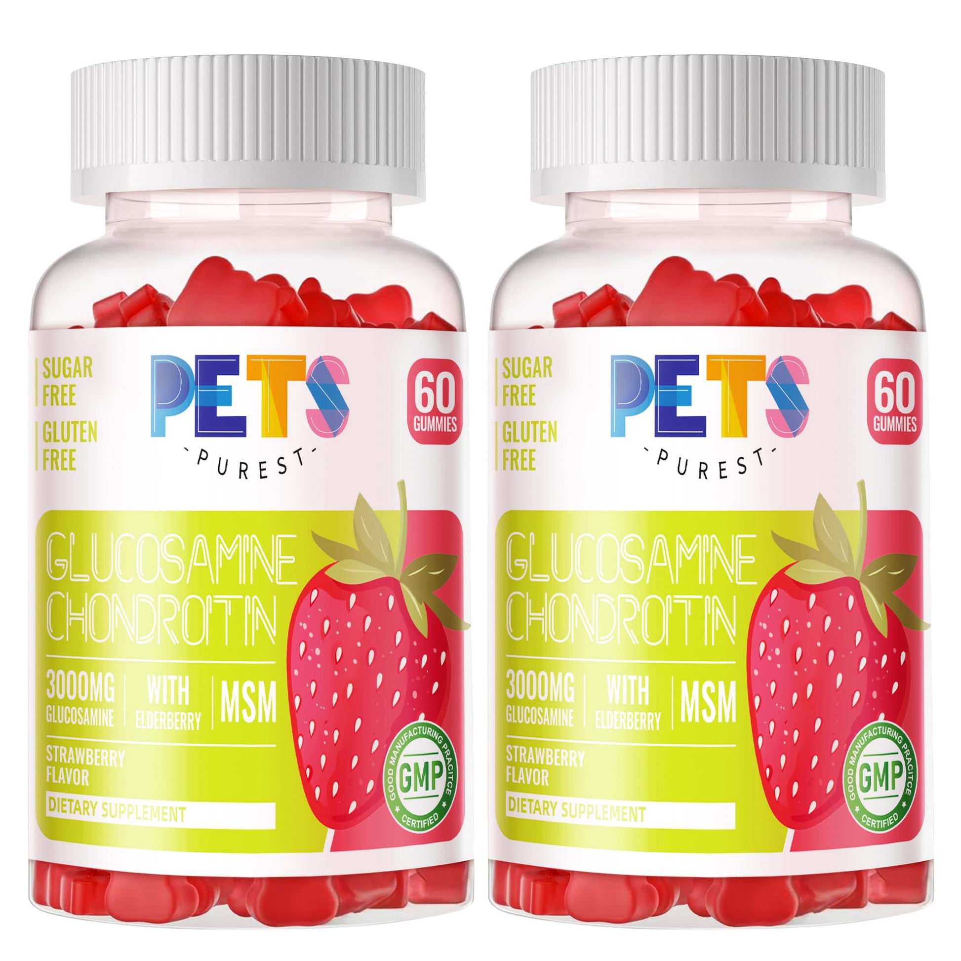 Pets Purest Glucosamine Chondroitin Gummies with MSM & Elderberry Extra Strength - Joint Support, Antioxidant Immune Support, Gummy, 120 Count