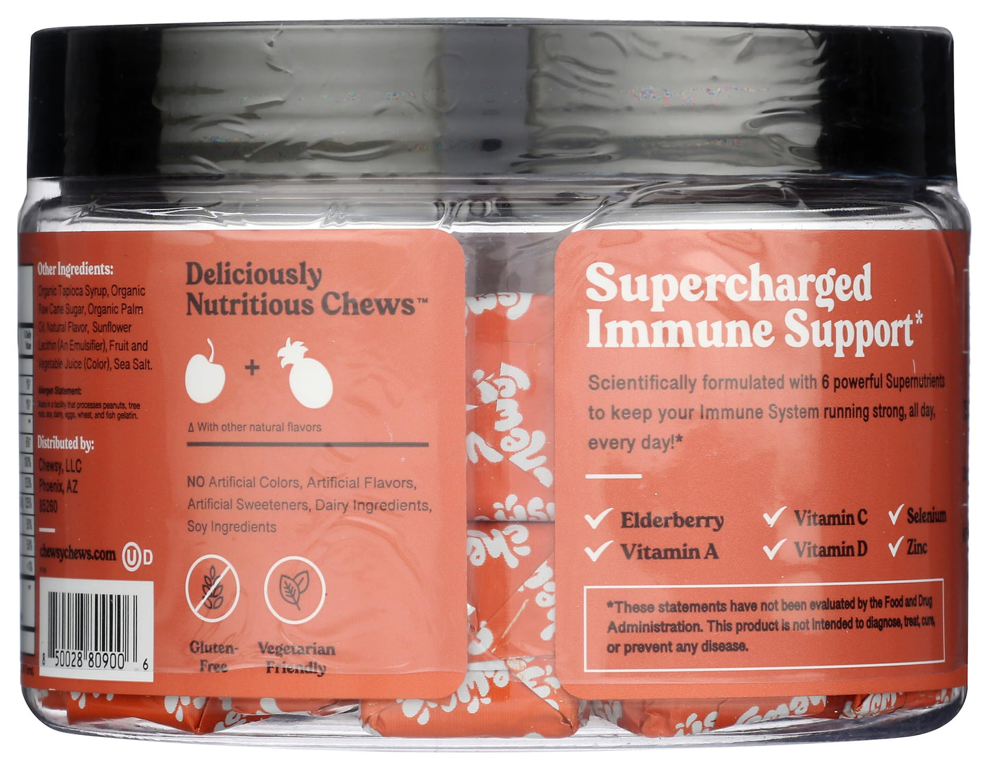CHEWSY 6-in-1 Immune Support Chewable with Elderberry, Vitamin C, A & D, Zinc & Selenium - 30 Count