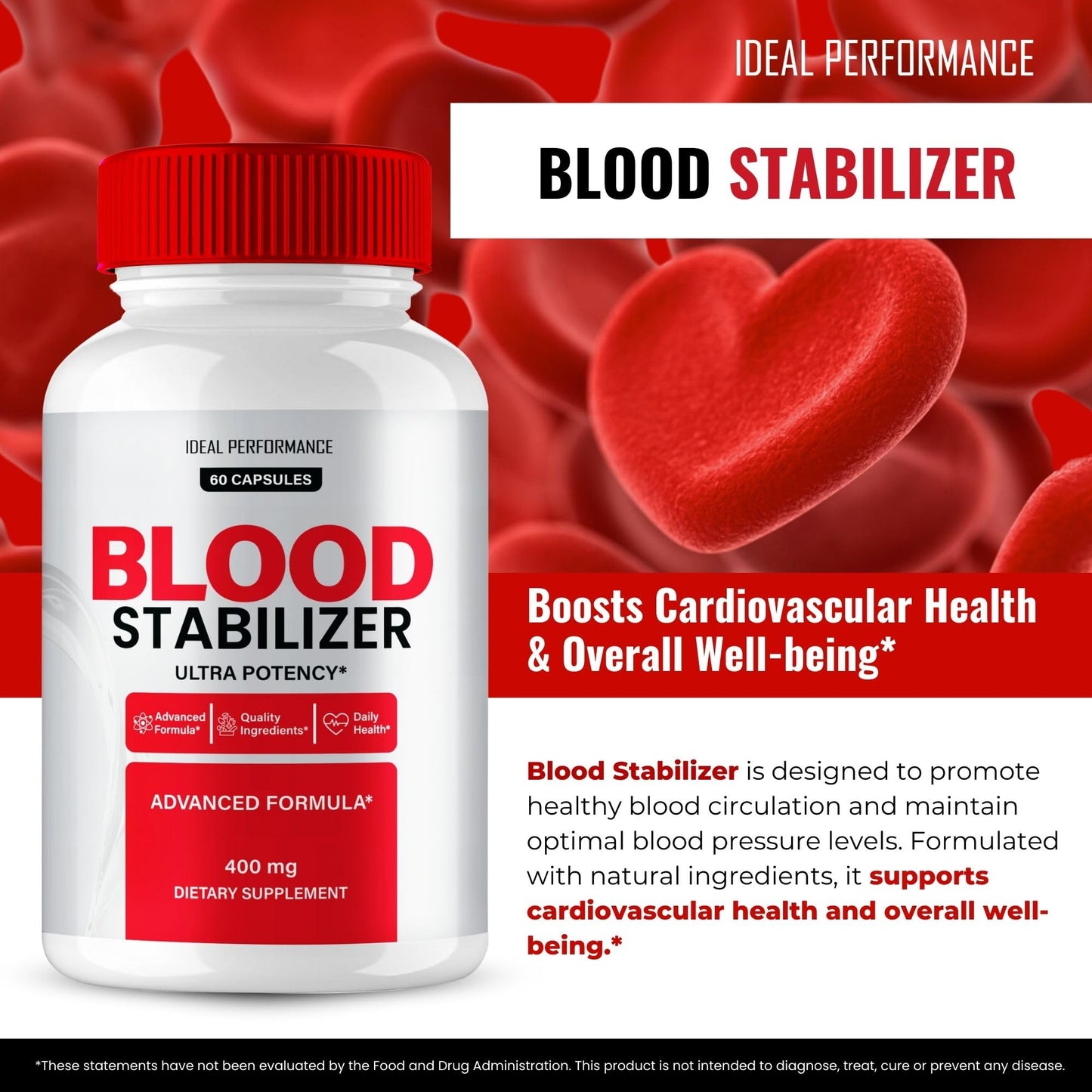 IDEAL PERFORMANCE Blood Stabilizer Advanced Blood Formula Capsules, 300 Capsules